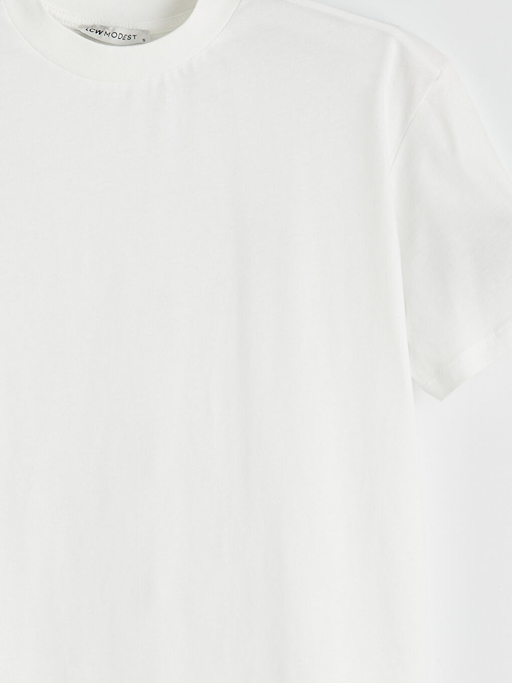 Ekru Bisiklet Yaka Kadın Tişört-5