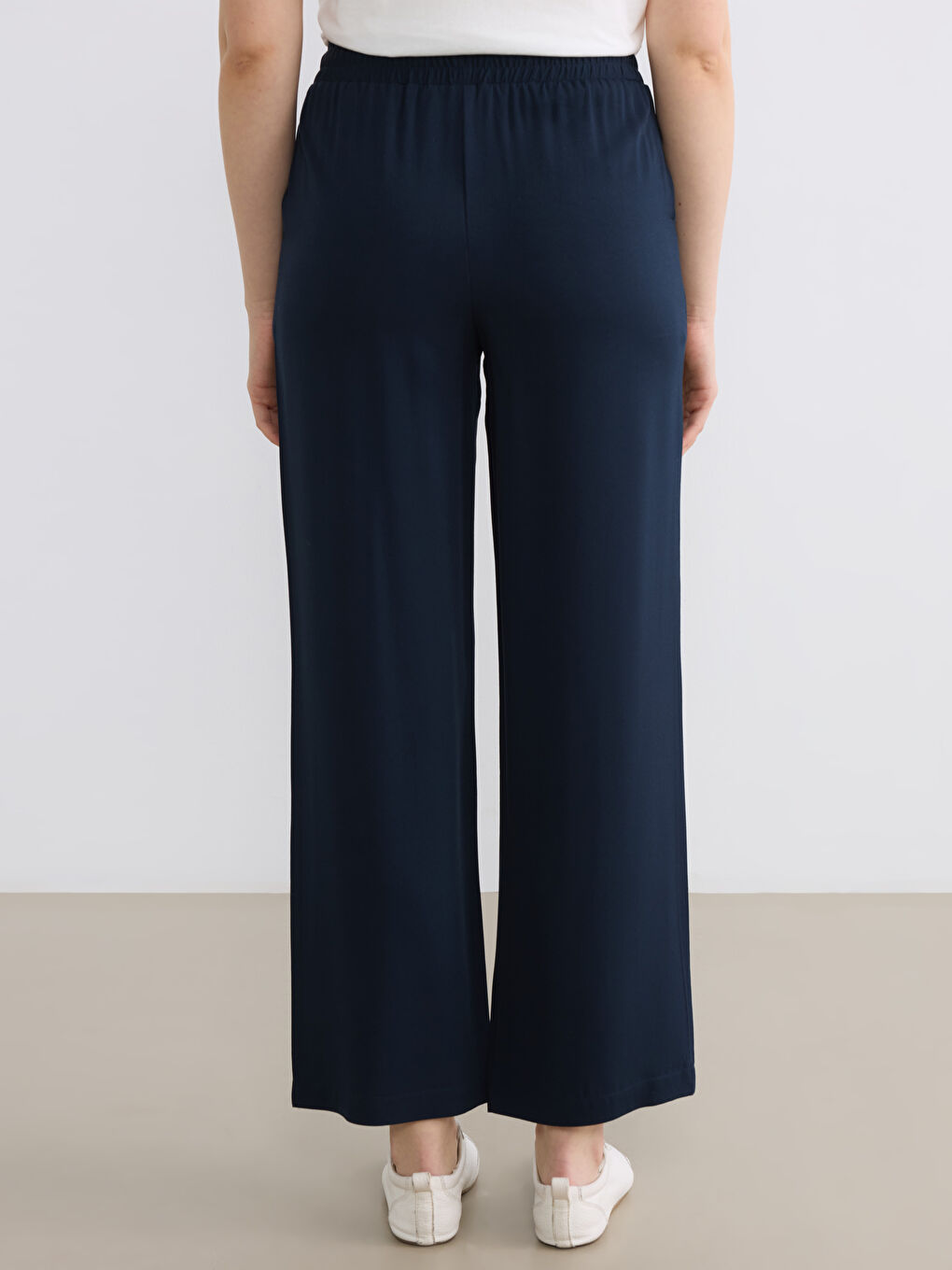 Lacivert Beli Lastikli Kadın Pantolon-3