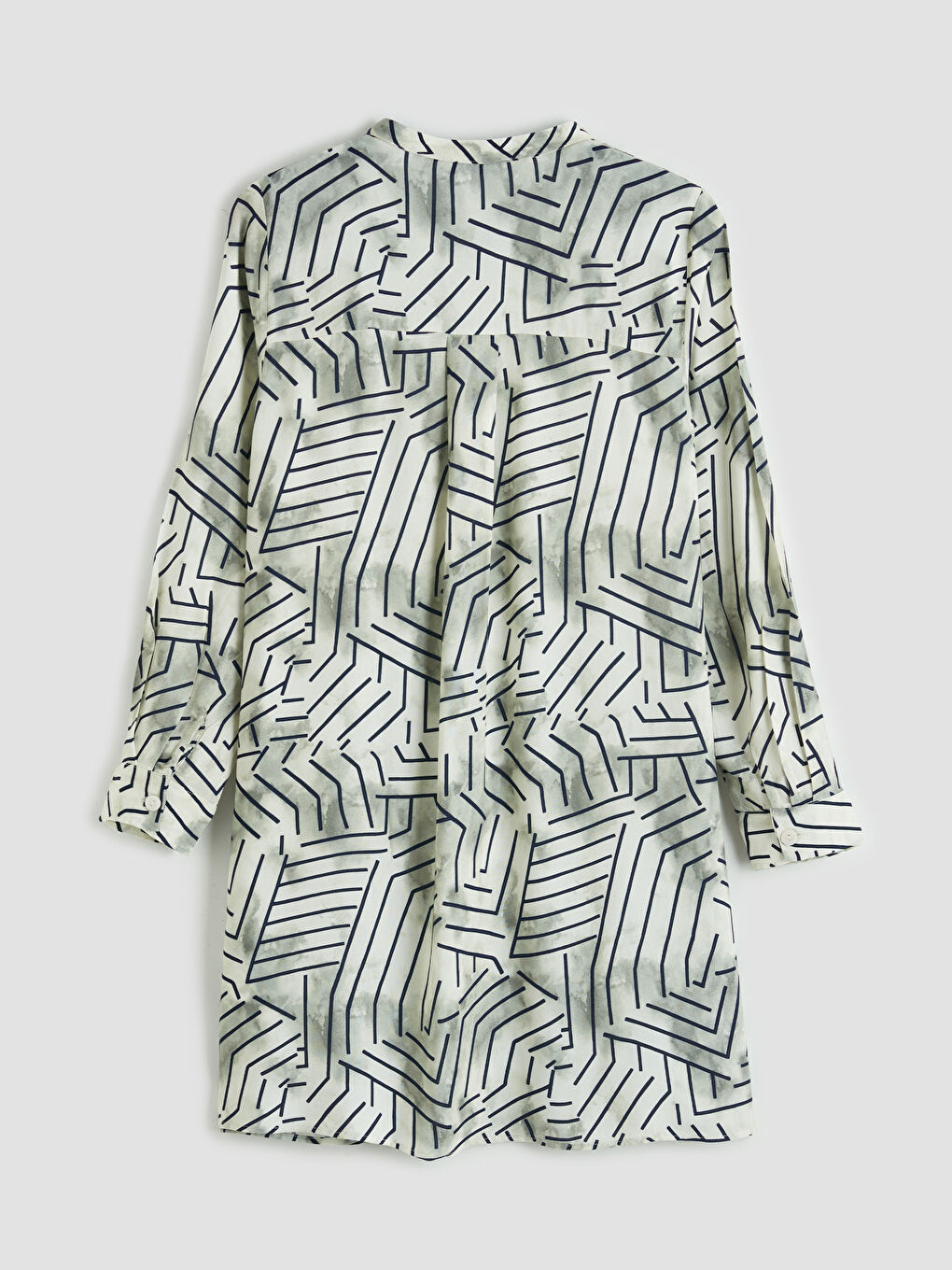 Bej Hakim Yaka Desenli Kadın Tunik-1