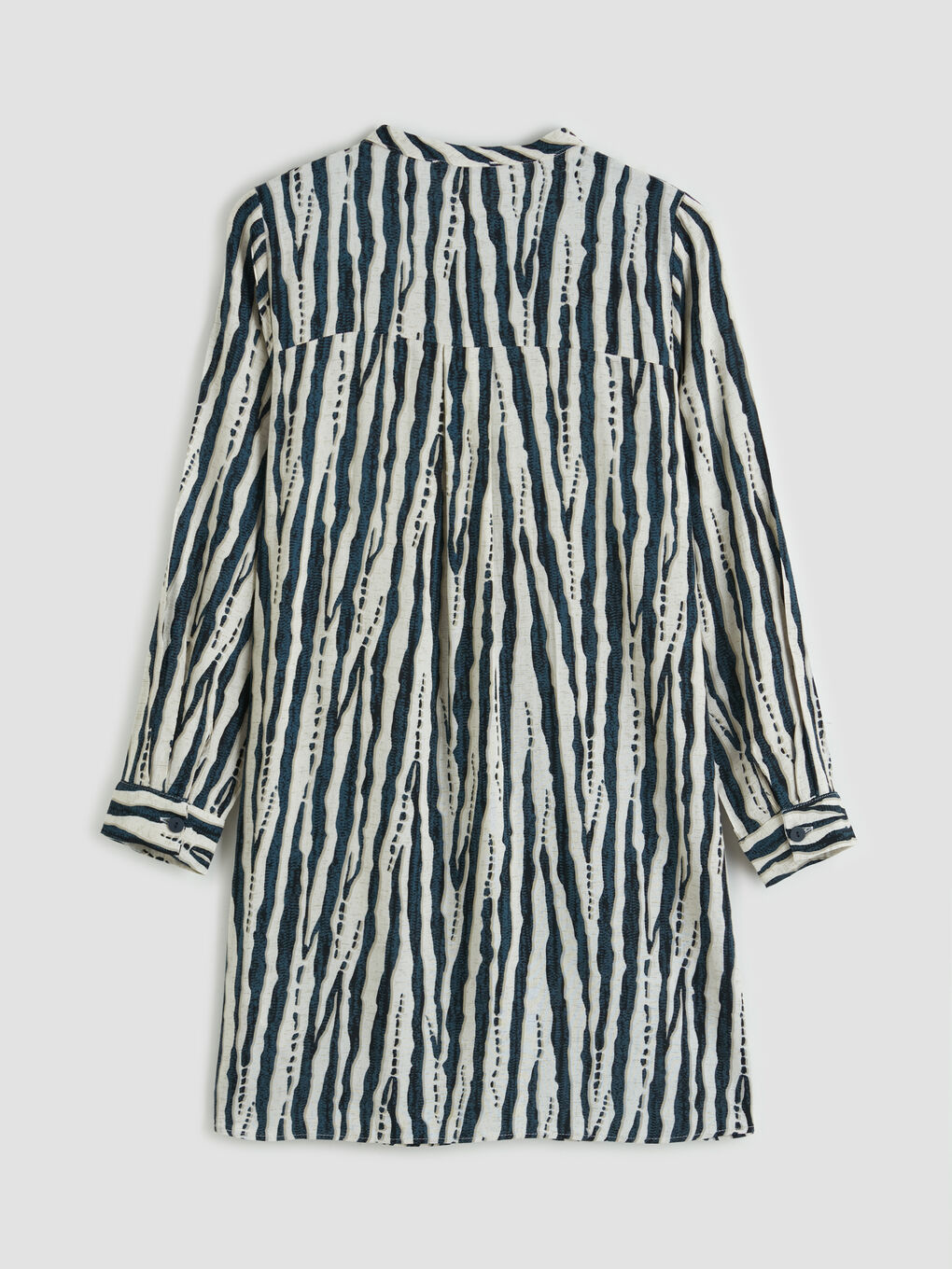 Ekru Hakim Yaka Desenli Kadın Tunik-1