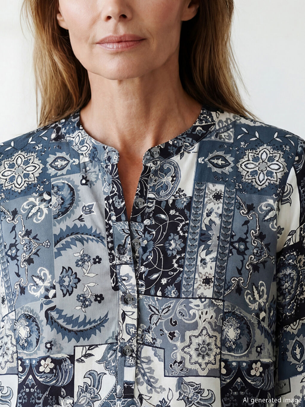 تونيك بنقشة وياقة ماندرين-2