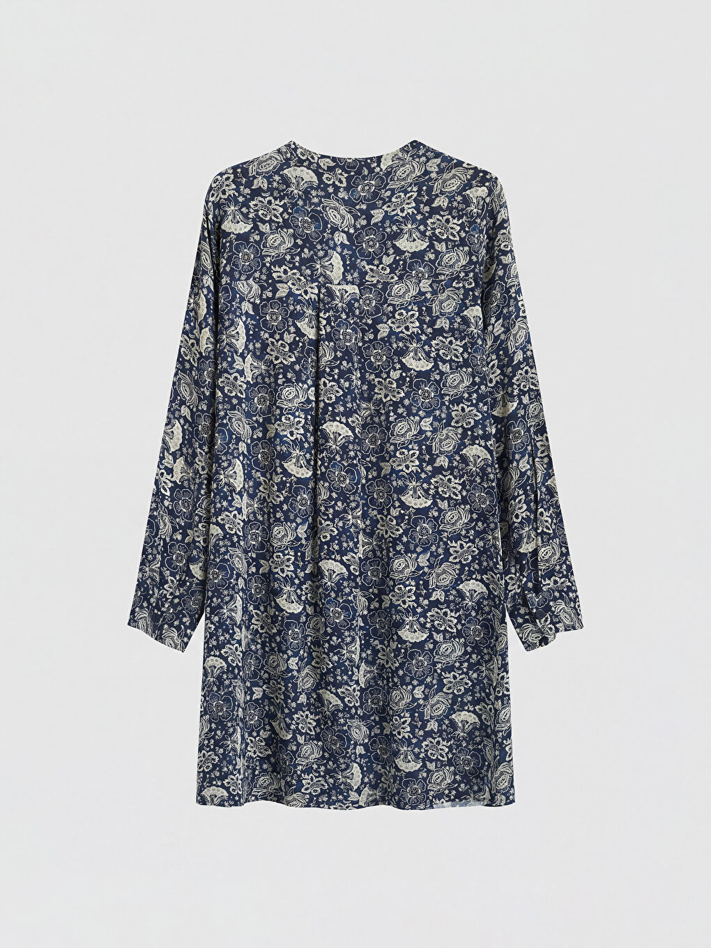 Lacivert Hakim Yaka Desenli Kadın Tunik-1