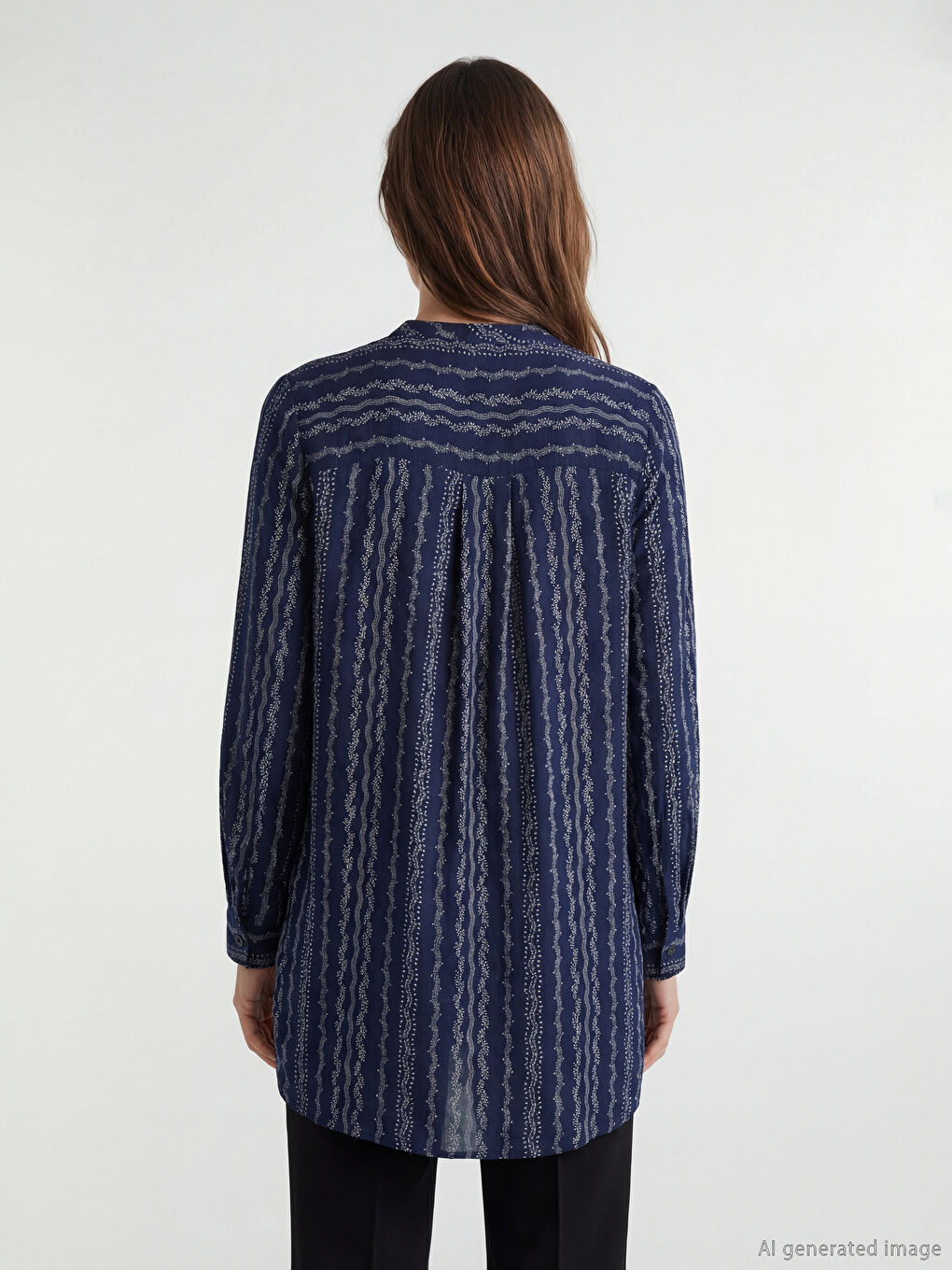 تونيك نسائي منقوش بياقة مندرين-2