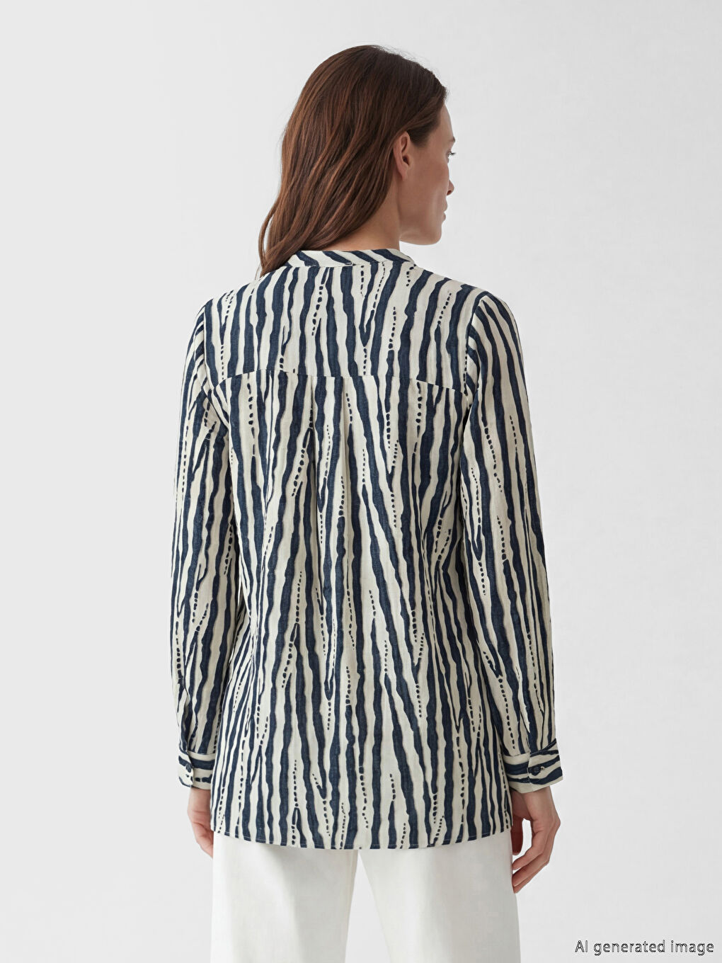 Grandad Collar Patterned Women's Tunic-2