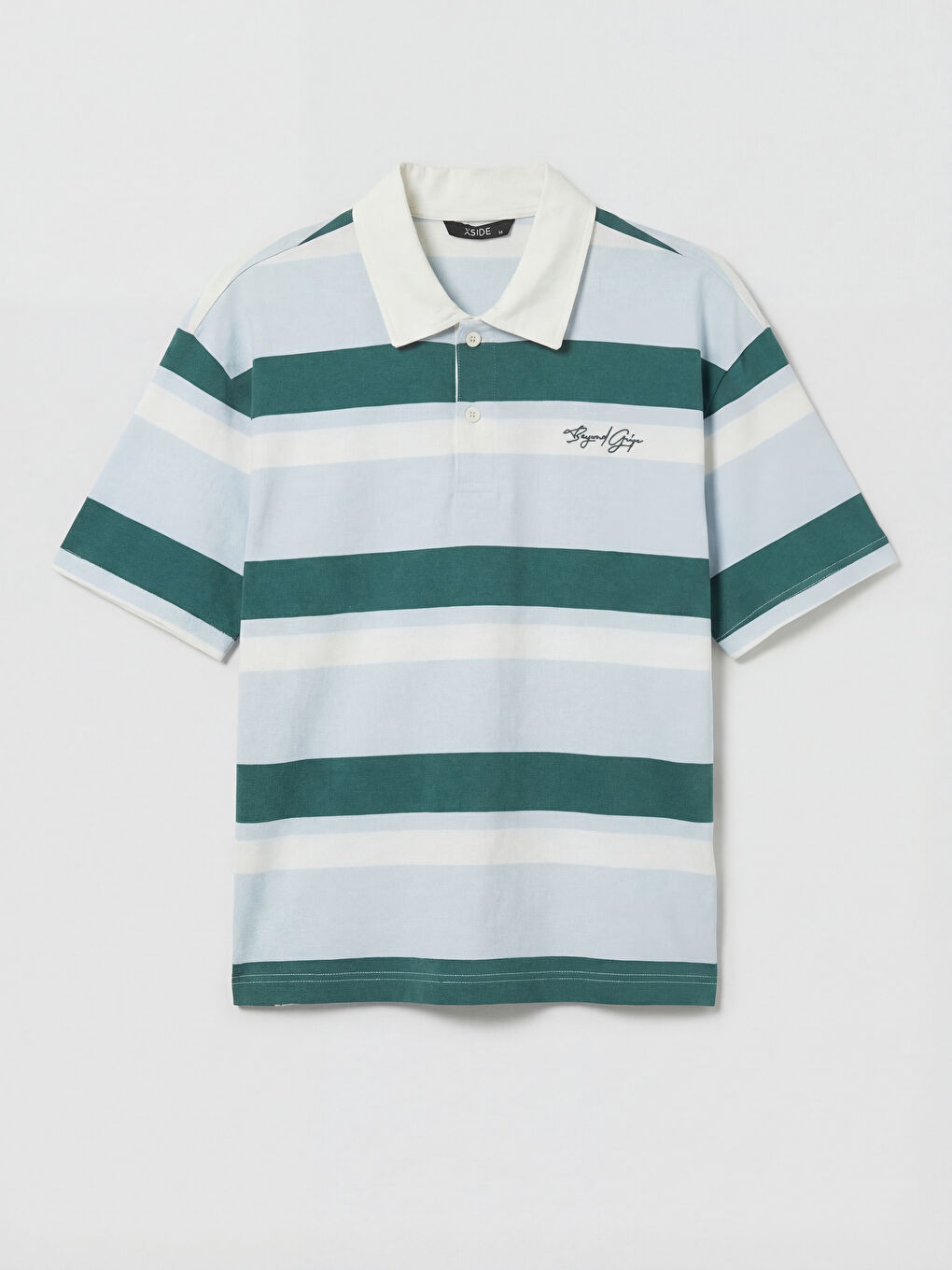 Mavi Polo Yaka Çizgili Erkek Tişört-4