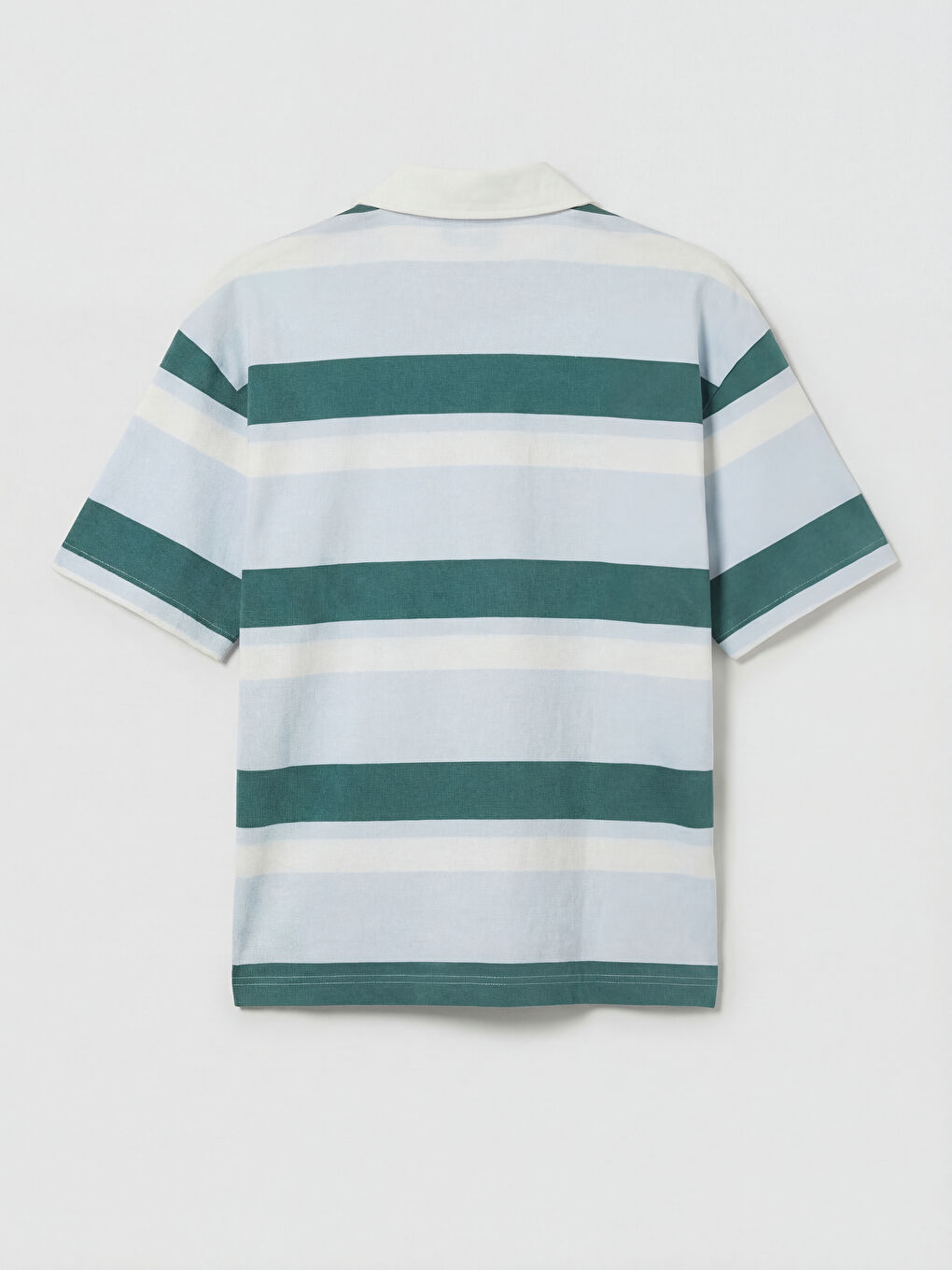 Mavi Polo Yaka Çizgili Erkek Tişört-5