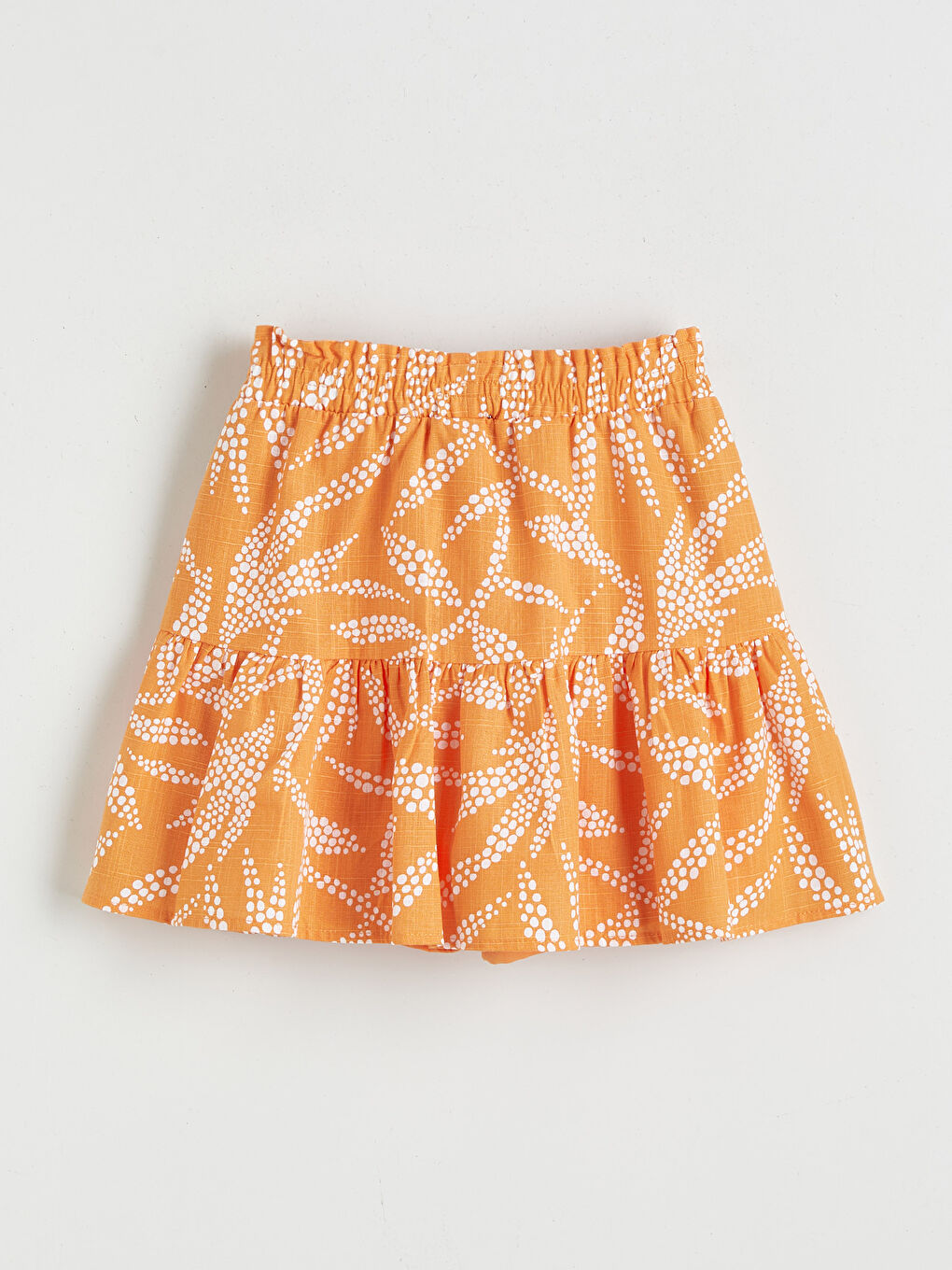 Turuncu Beli Lastikli Kız Çocuk Etek-1