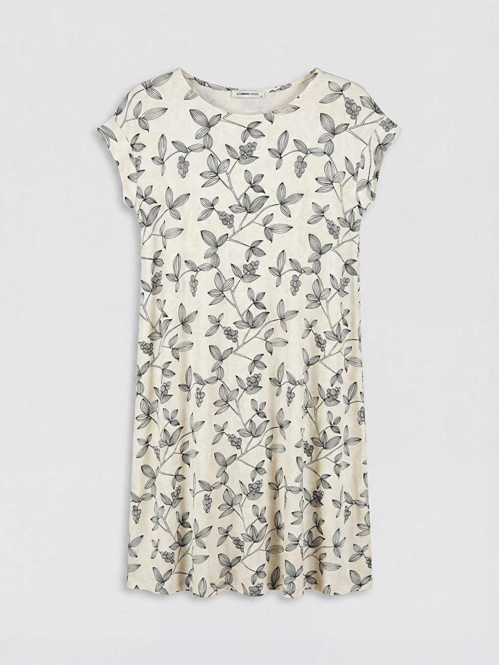 Crew Neck Floral A Form Dress-4