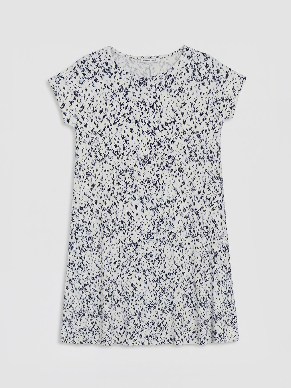 Crew Neck Patterned A-Line Dress-4