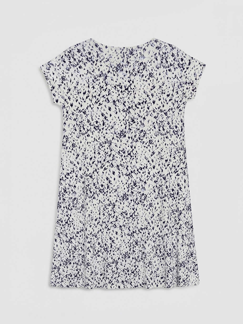 Crew Neck Patterned A-Line Dress-5