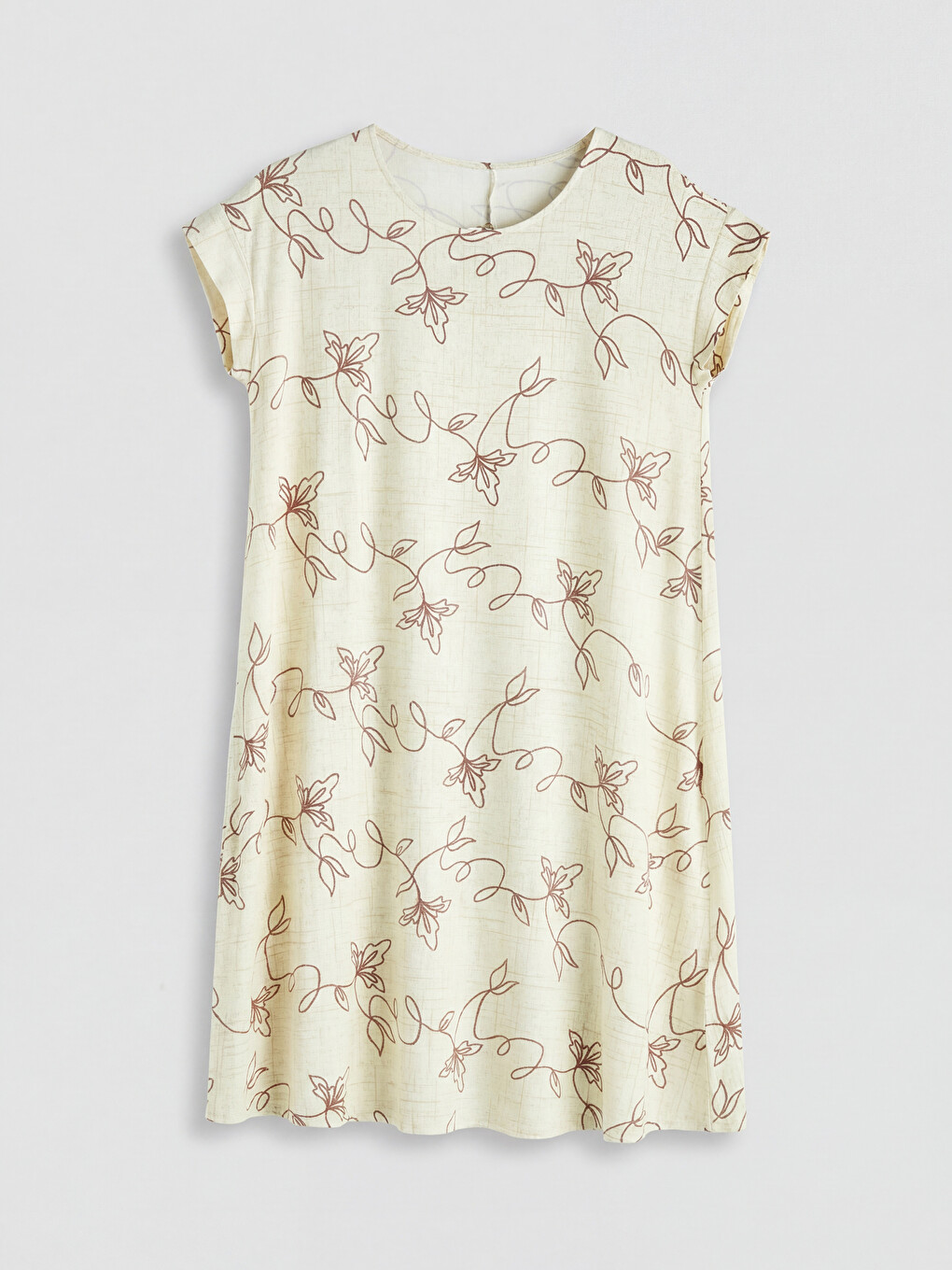 Crew Neck Patterned A-Line Dress-4