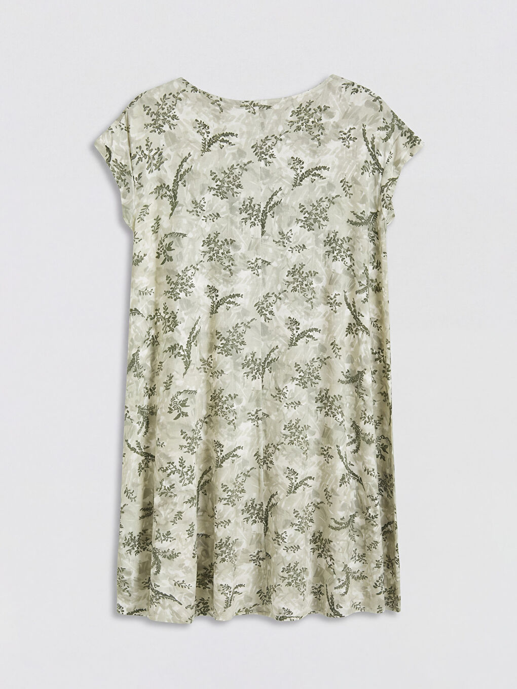 Yeşil Bisiklet Yaka Çiçekli A Kesim Elbise-1