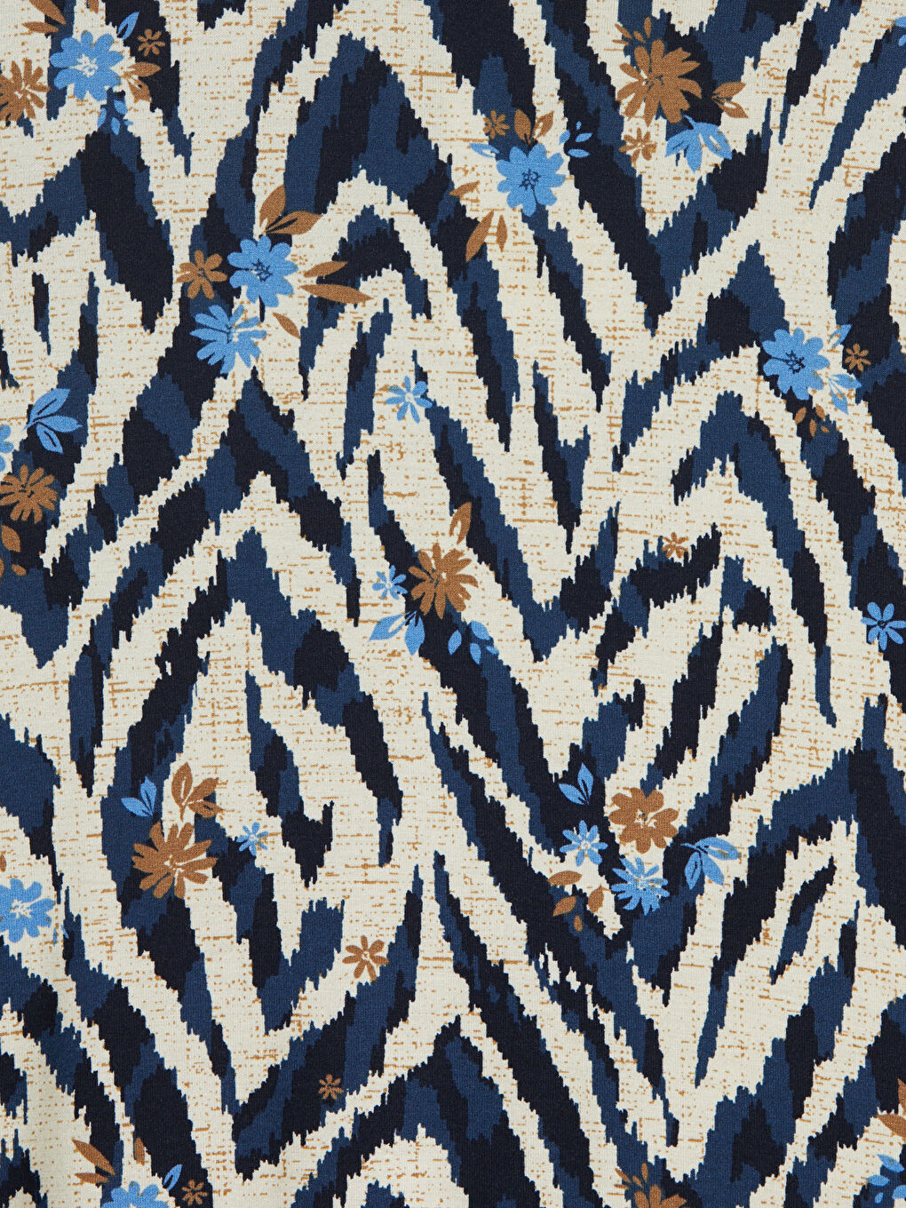 Lacivert Bisiklet Yaka Desenli A Kesim Elbise-6