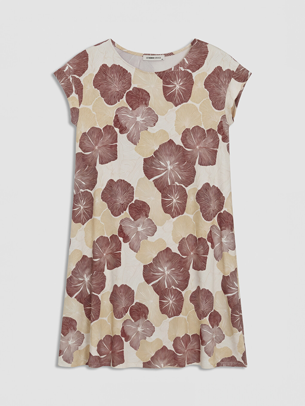 Crew Neck Floral A Form Dress-4