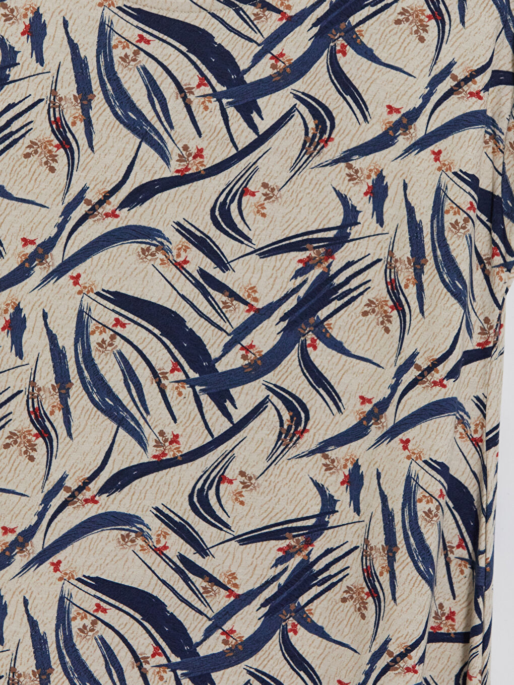 Ekru Bisiklet Yaka Desenli A Kesim Elbise-2