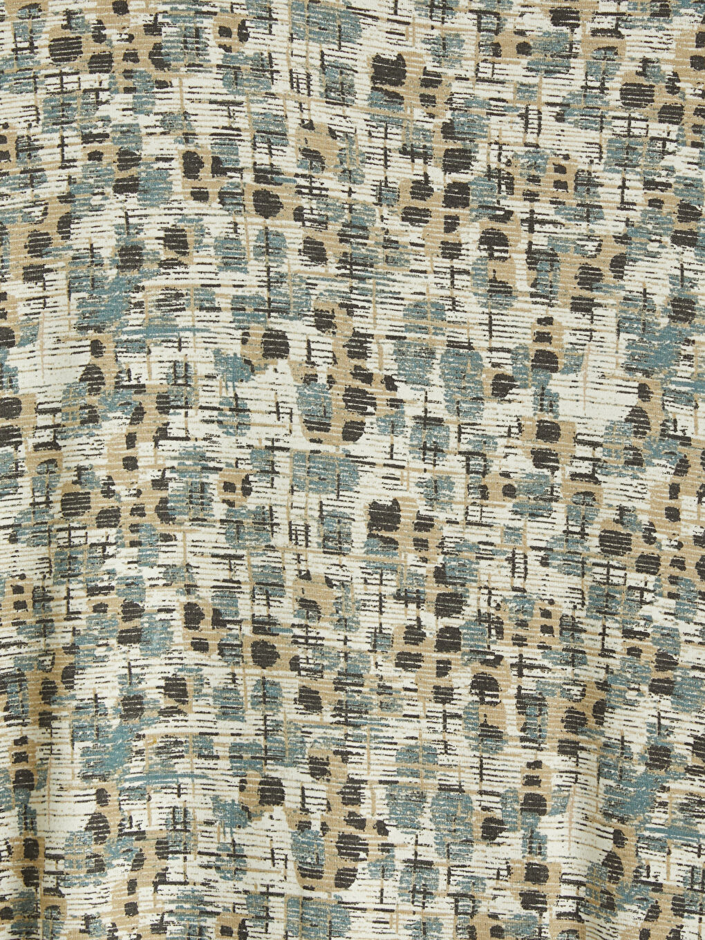 Ekru Bisiklet Yaka Desenli A Kesim Elbise-2