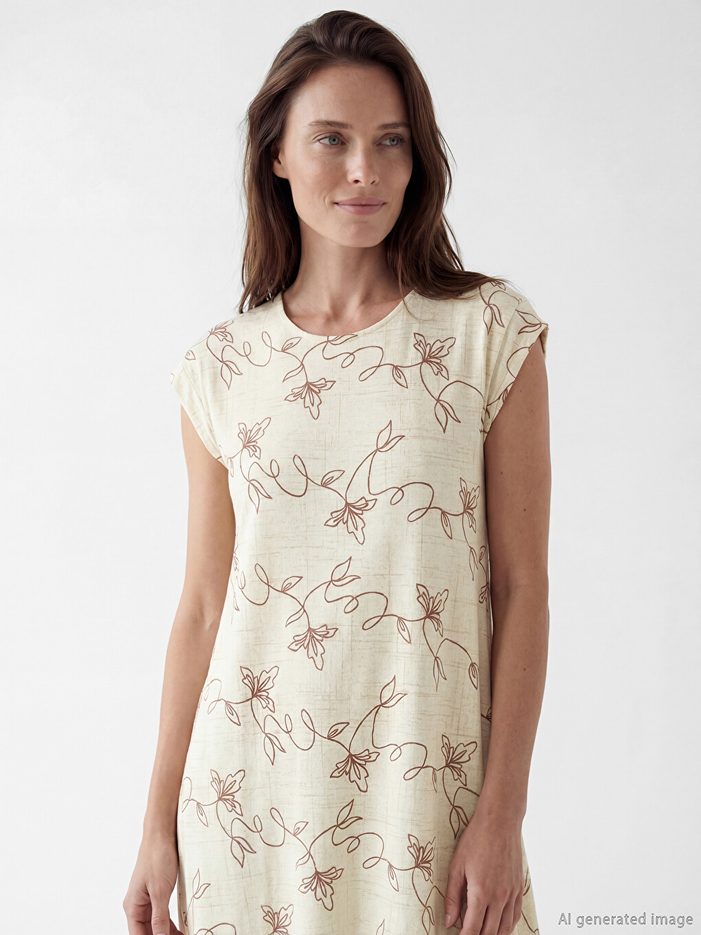 Crew Neck Patterned A-Line Dress-1