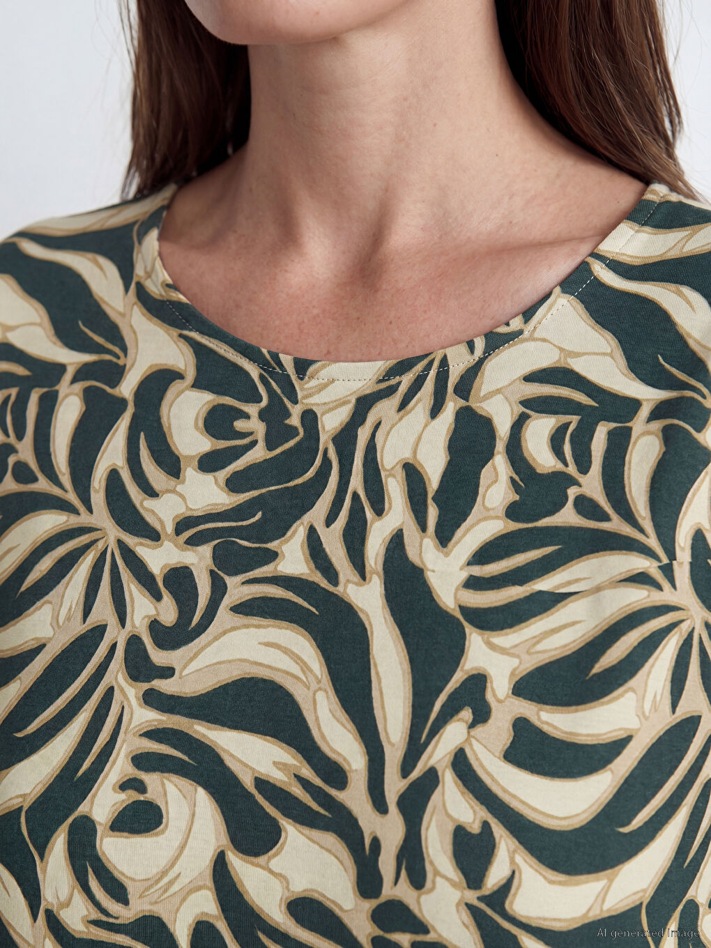 Crew Neck Patterned A-Line Dress-2