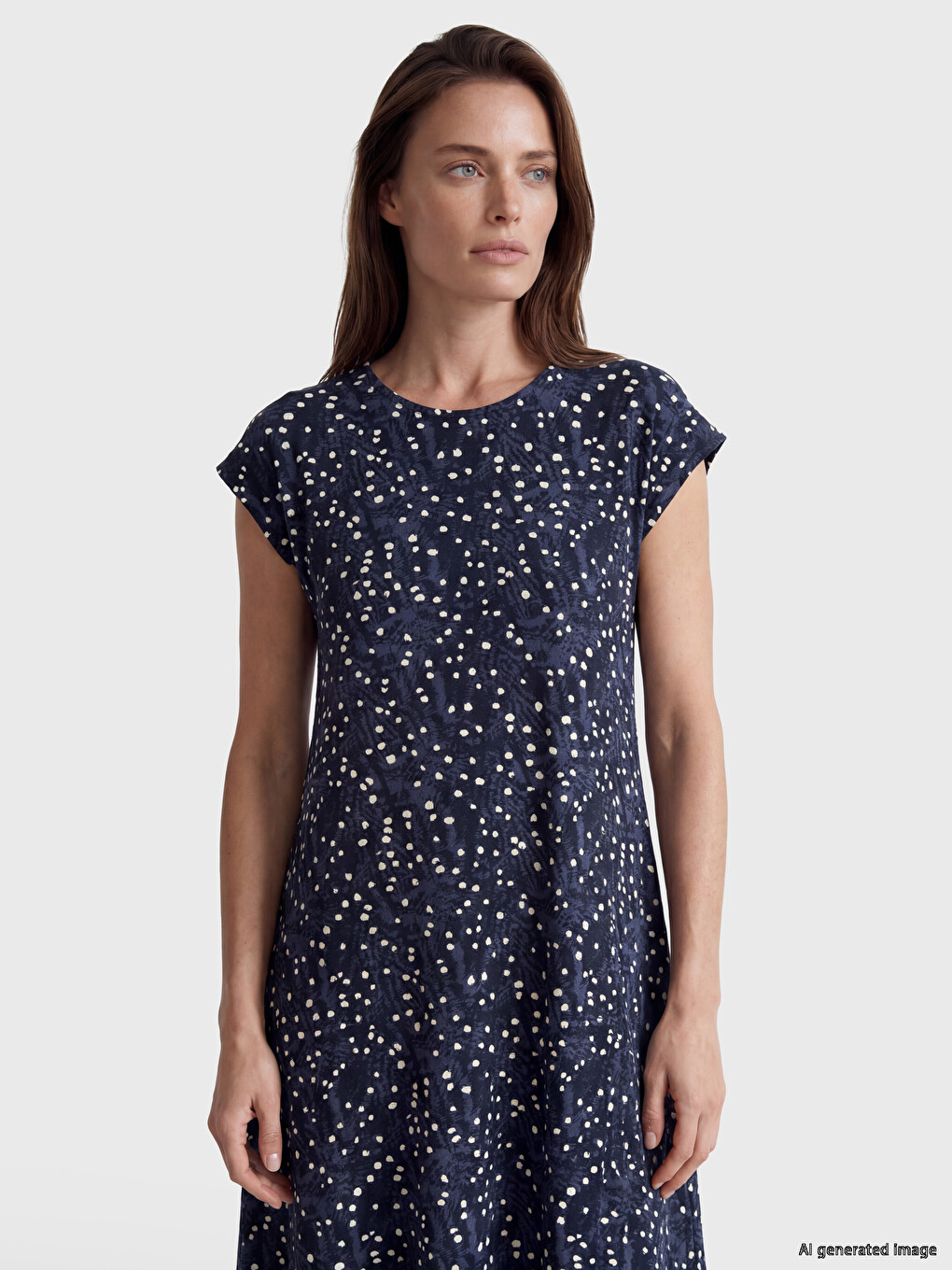 Crew Neck Patterned A-line Dress-1