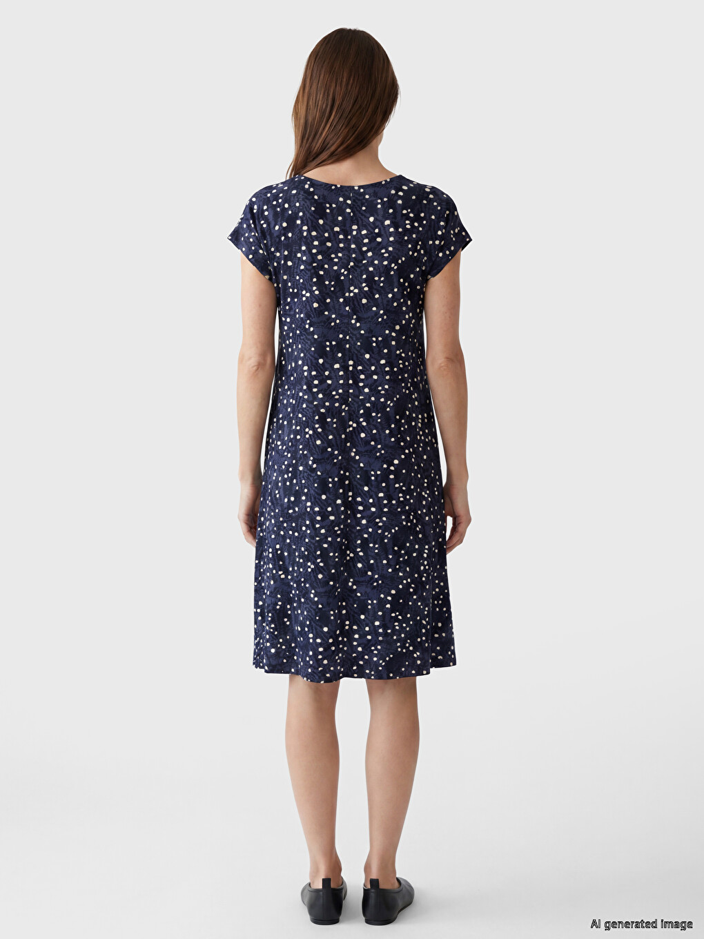 Crew Neck Patterned A-line Dress-3