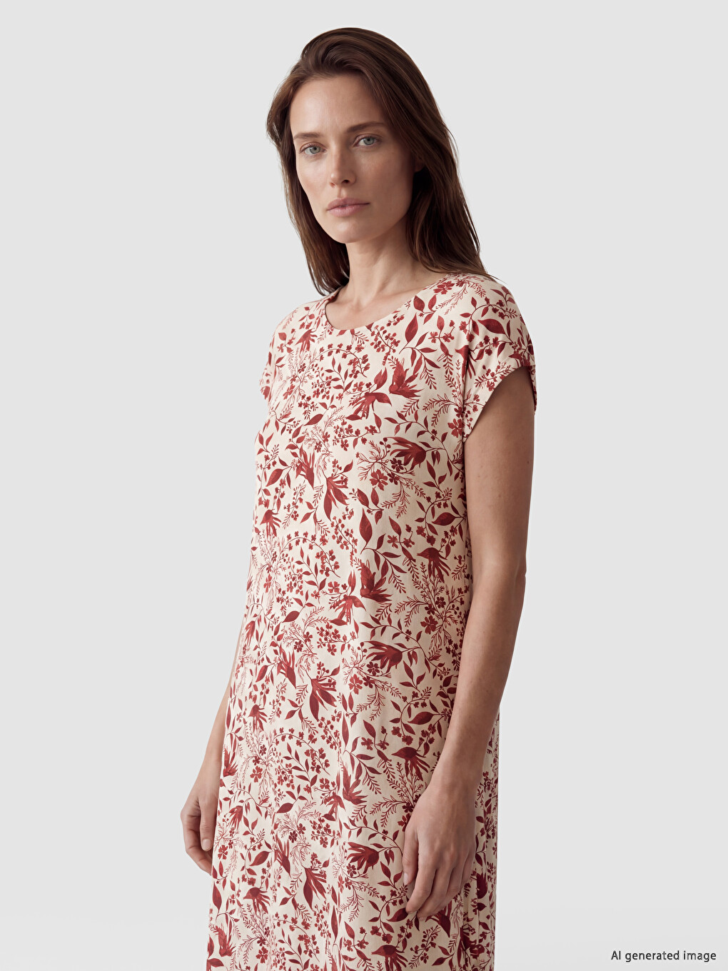 Crew Neck Patterned A-line Dress-1
