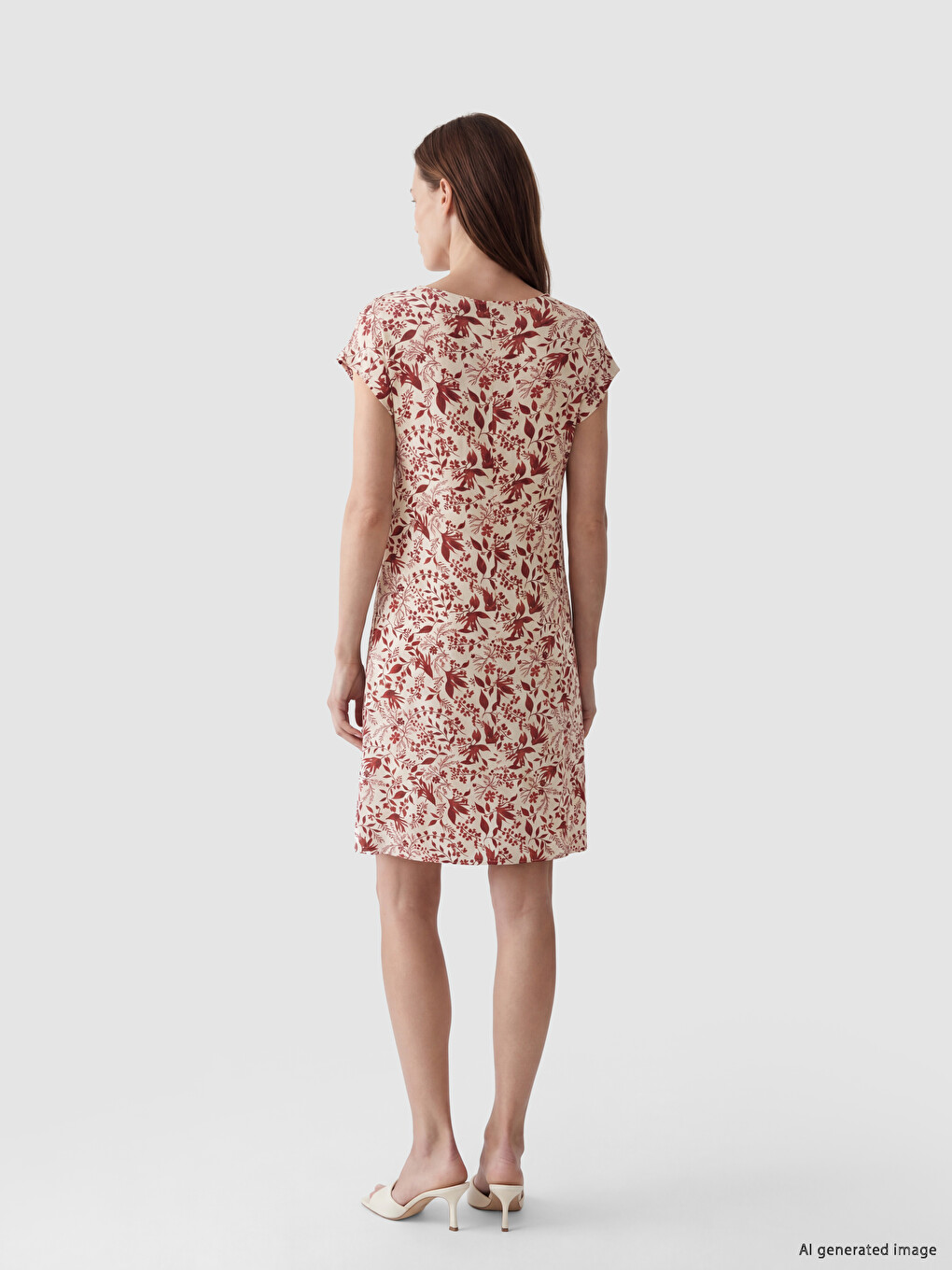 Crew Neck Patterned A-line Dress-3