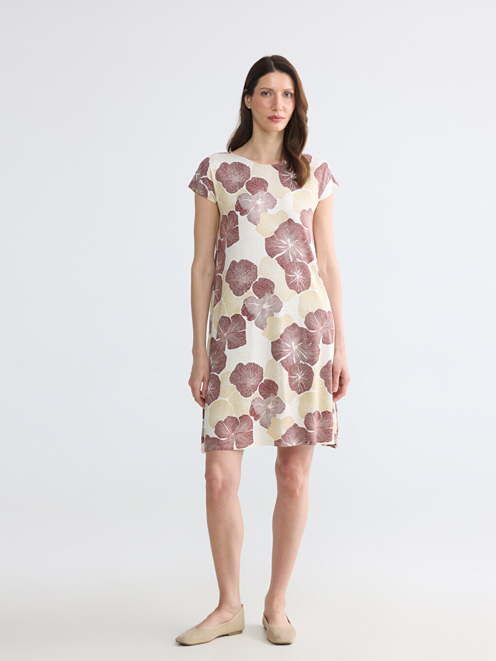 Crew Neck Floral A Form Dress-1