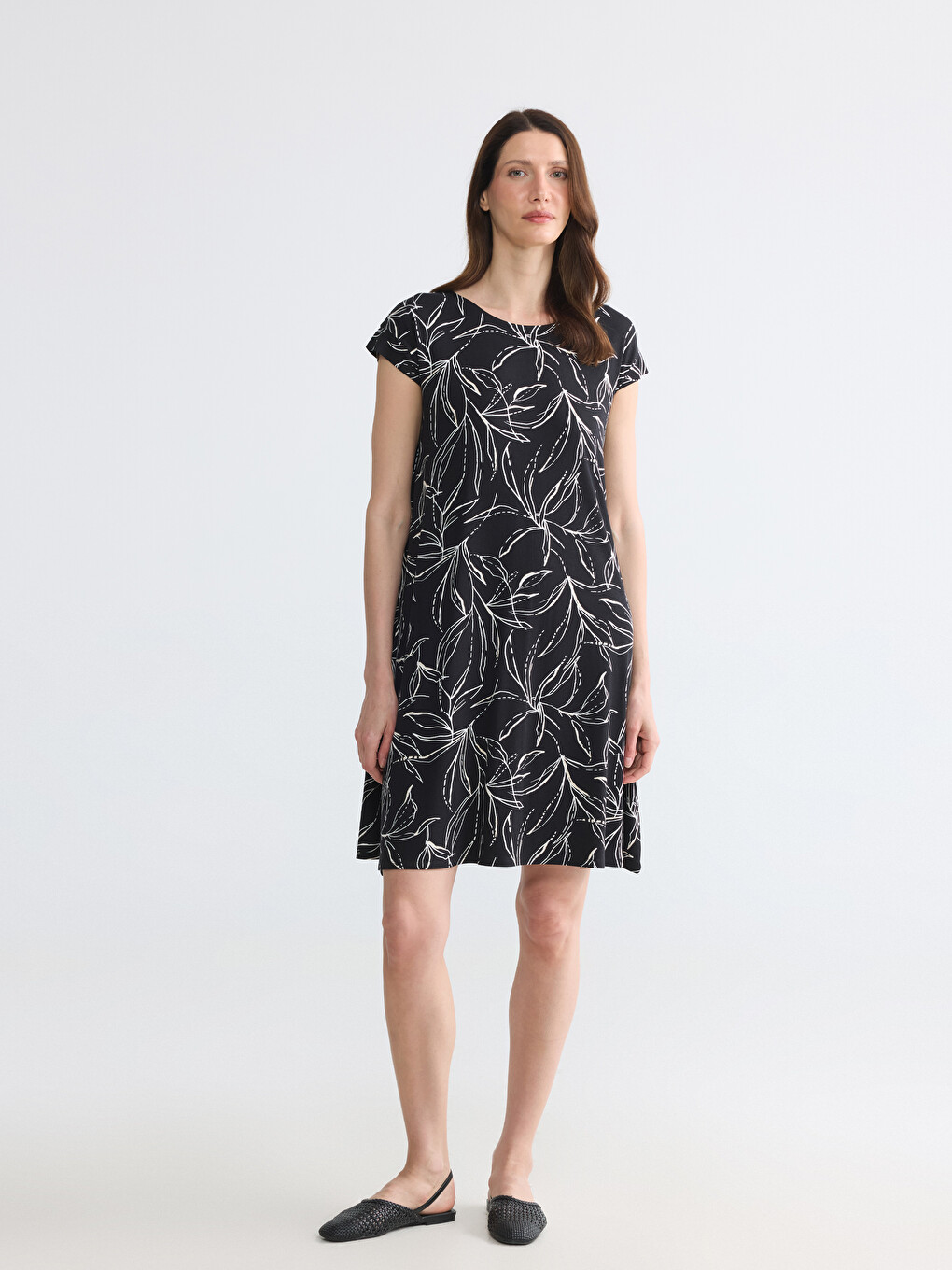 Crew Neck Floral A Form Dress-1