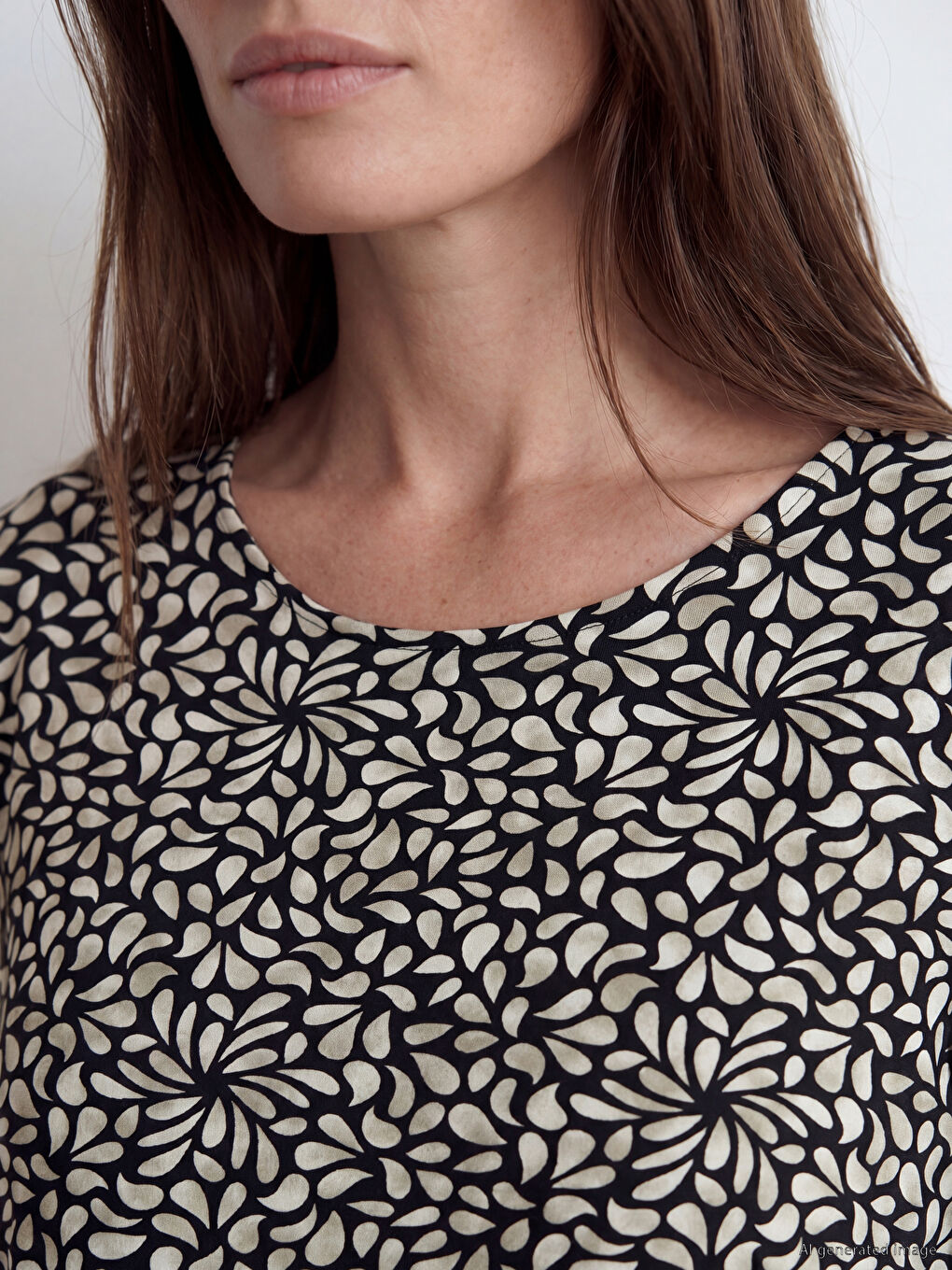 Crew Neck Patterned A-Line Dress-2