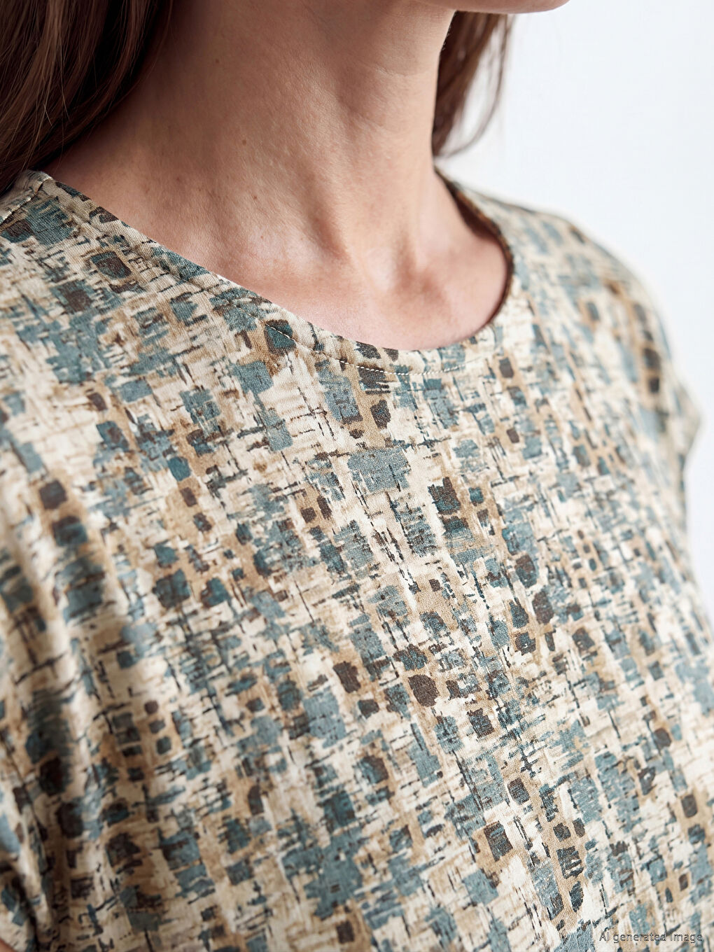 Crew Neck Patterned A-Line Dress-2