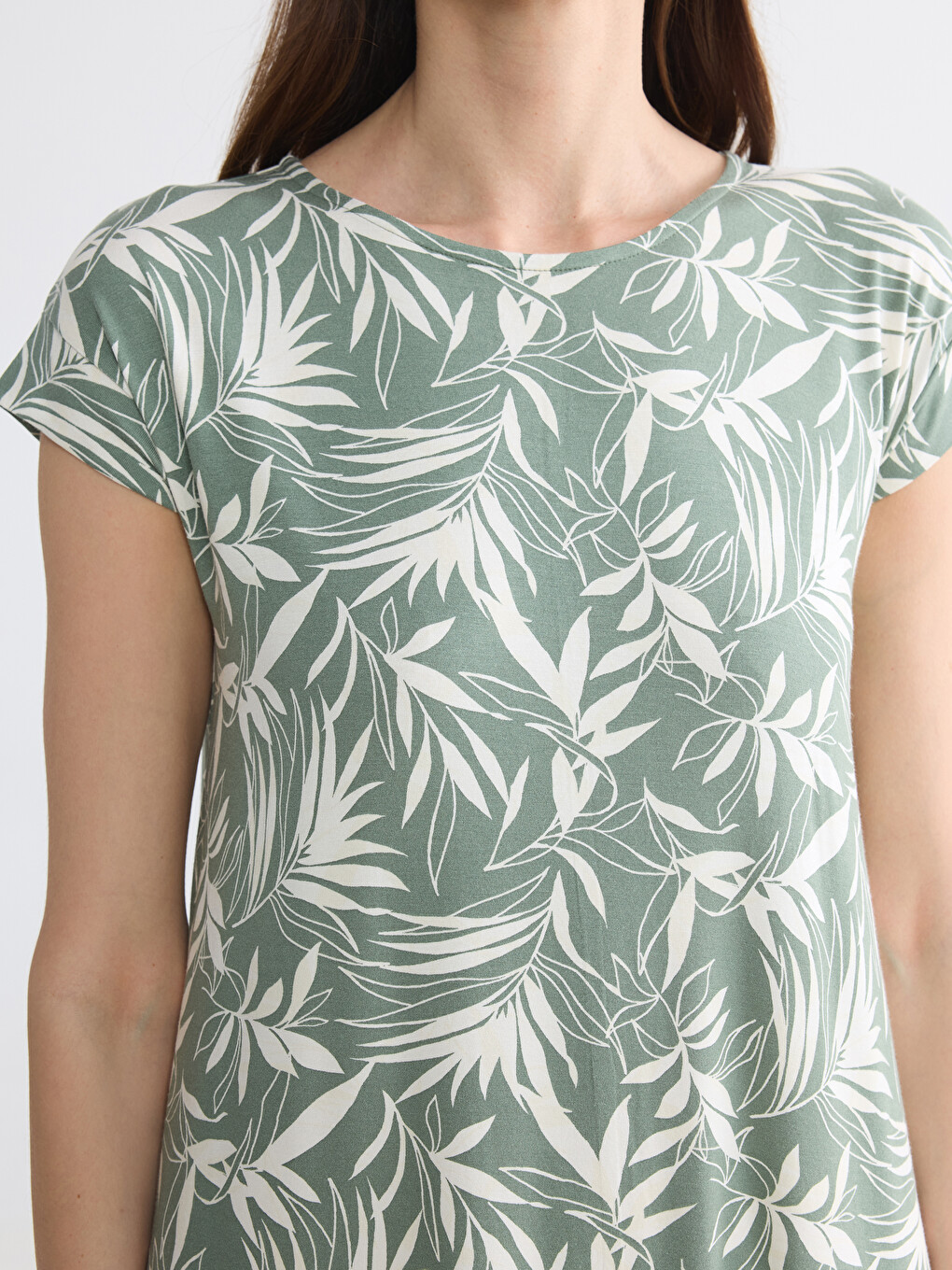Crew Neck Patterned A-line Dress-2