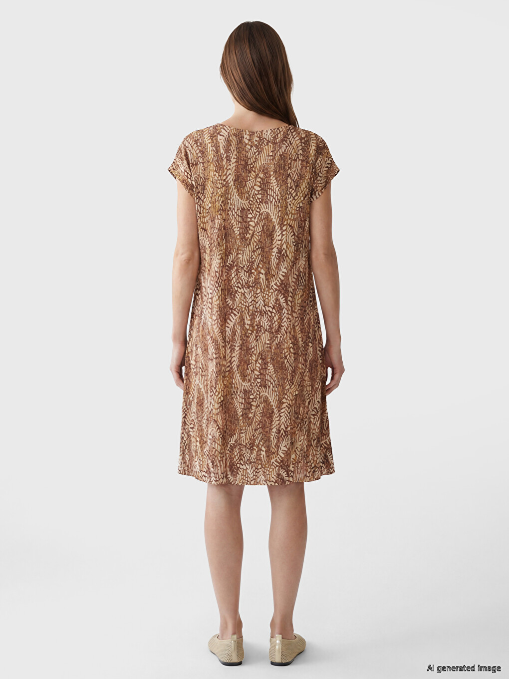 Crew Neck Patterned Dress-3