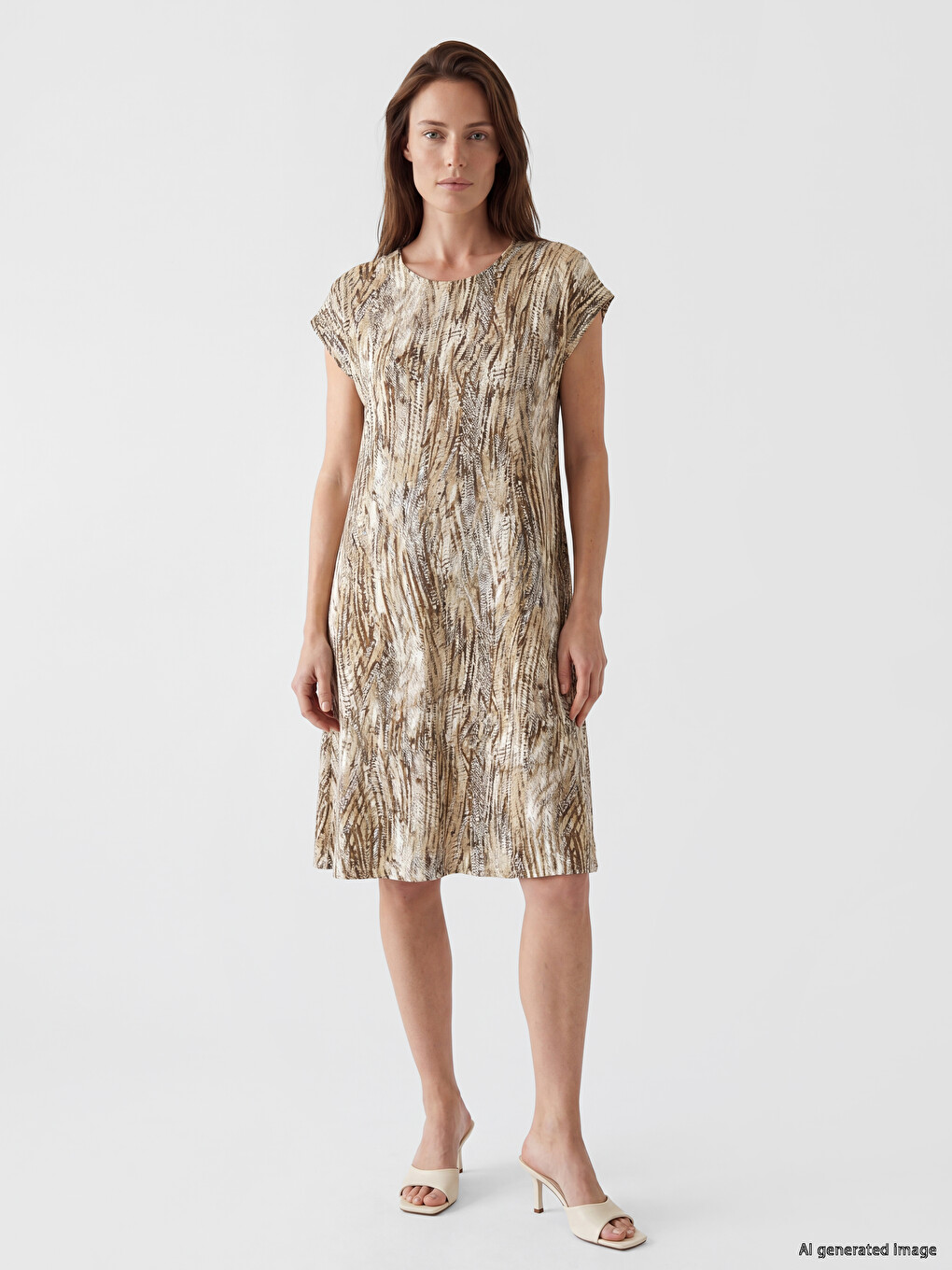 Crew Neck Patterned Dress