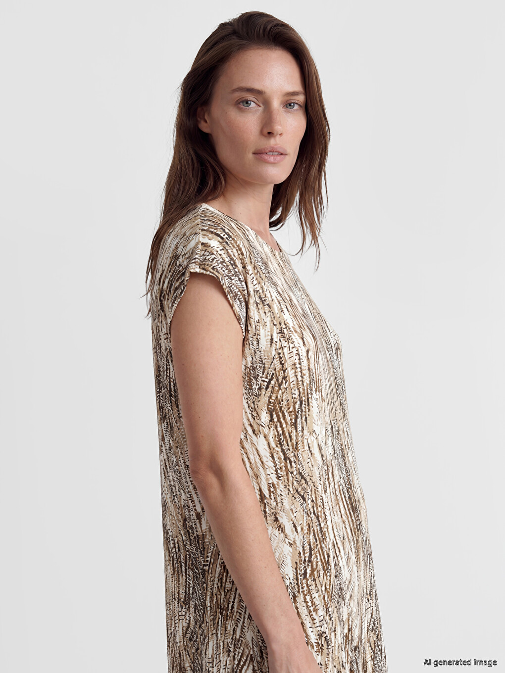 Crew Neck Patterned Dress-1