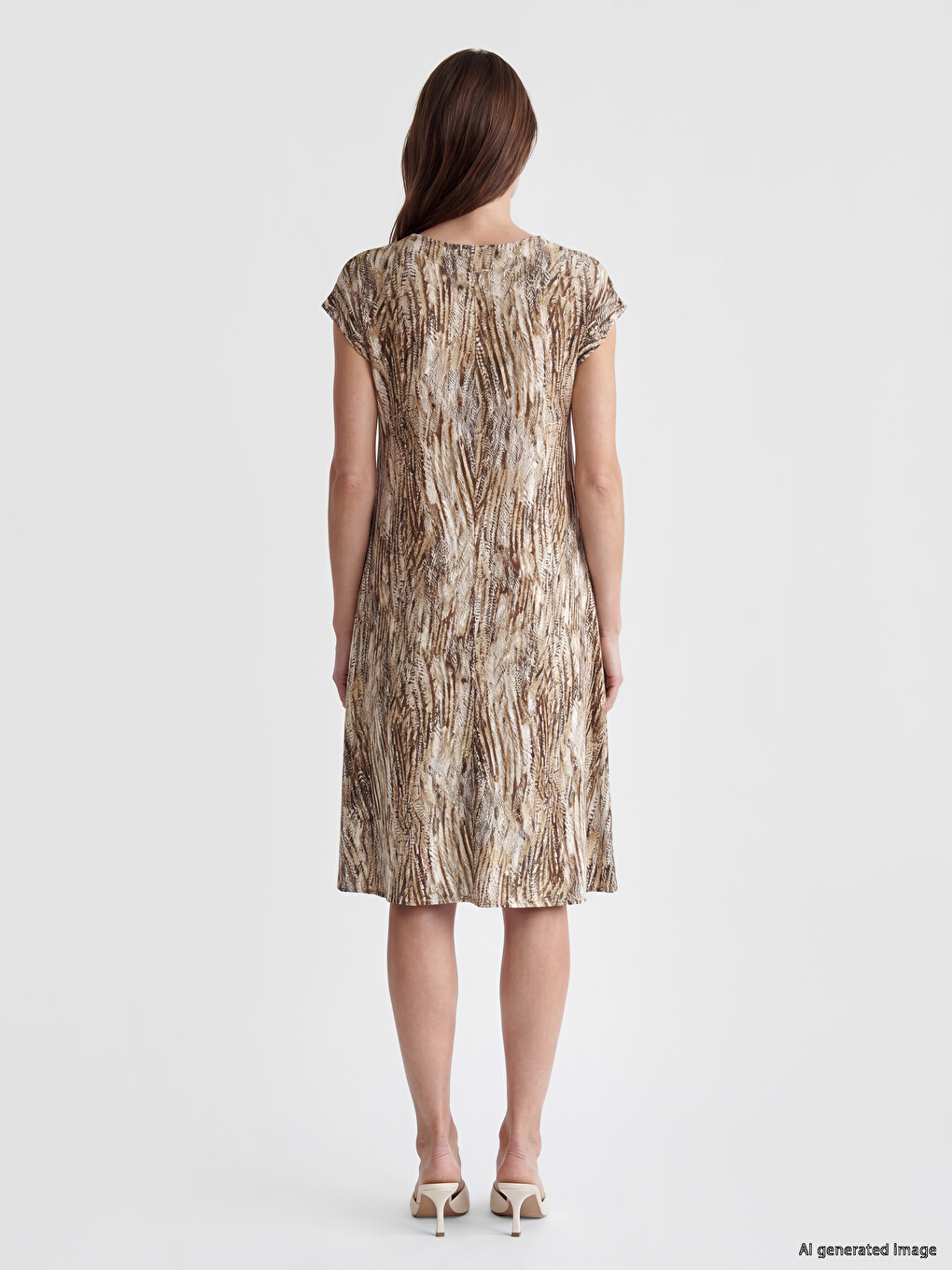 Crew Neck Patterned Dress-3