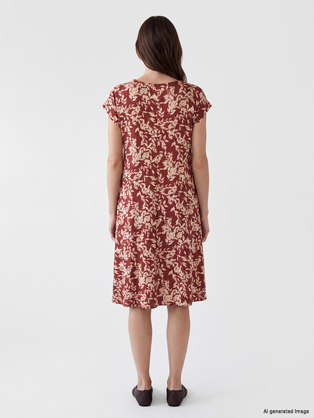 Crew Neck Floral Dress-3