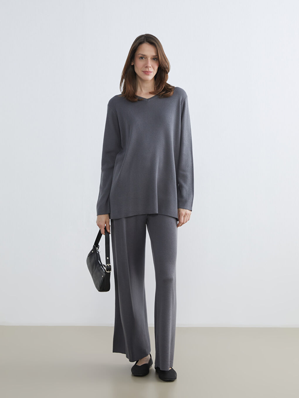 Pantaloni Tricot Basic cu Talie Elastică pentru Femei