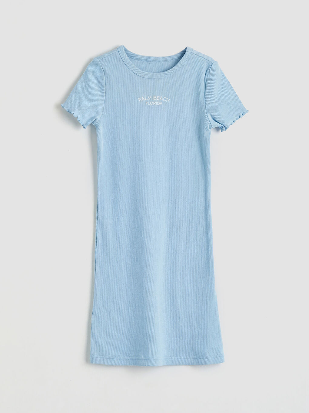 Crew Neck Girls' Ribbed Dress