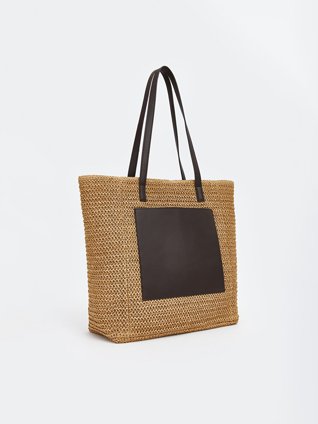 Bej Kadın Hasır Plaj Çantası-1