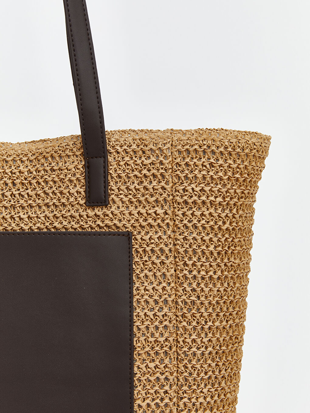 Bej Kadın Hasır Plaj Çantası-2