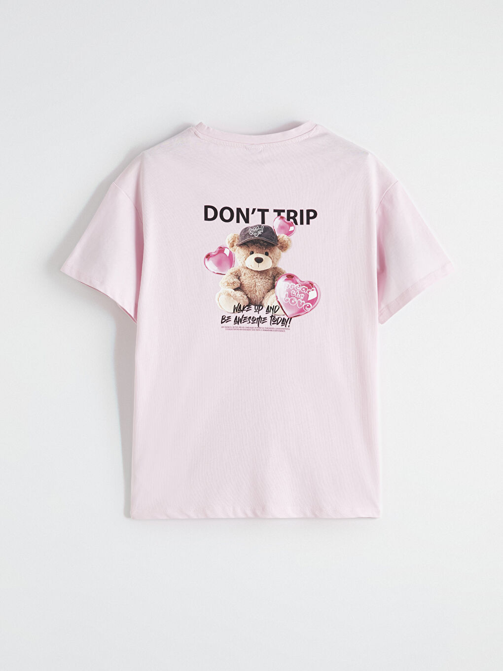 Pembe Bisiklet Yaka Baskılı Kız Çocuk Tişört-3