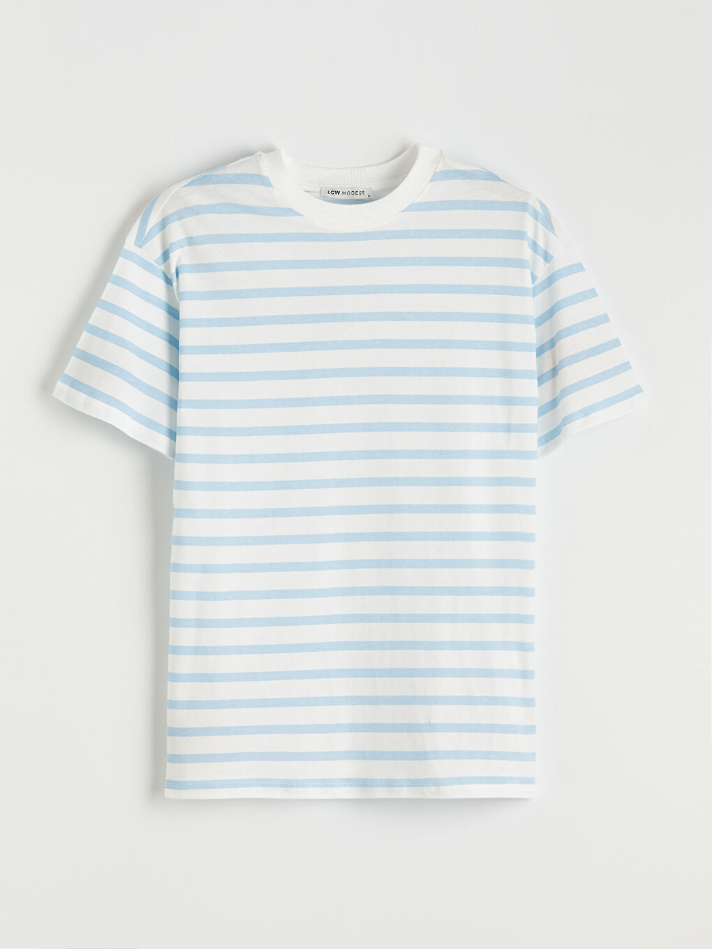 Mavi Bisiklet Yaka Çizgili Kadın Tişört-4