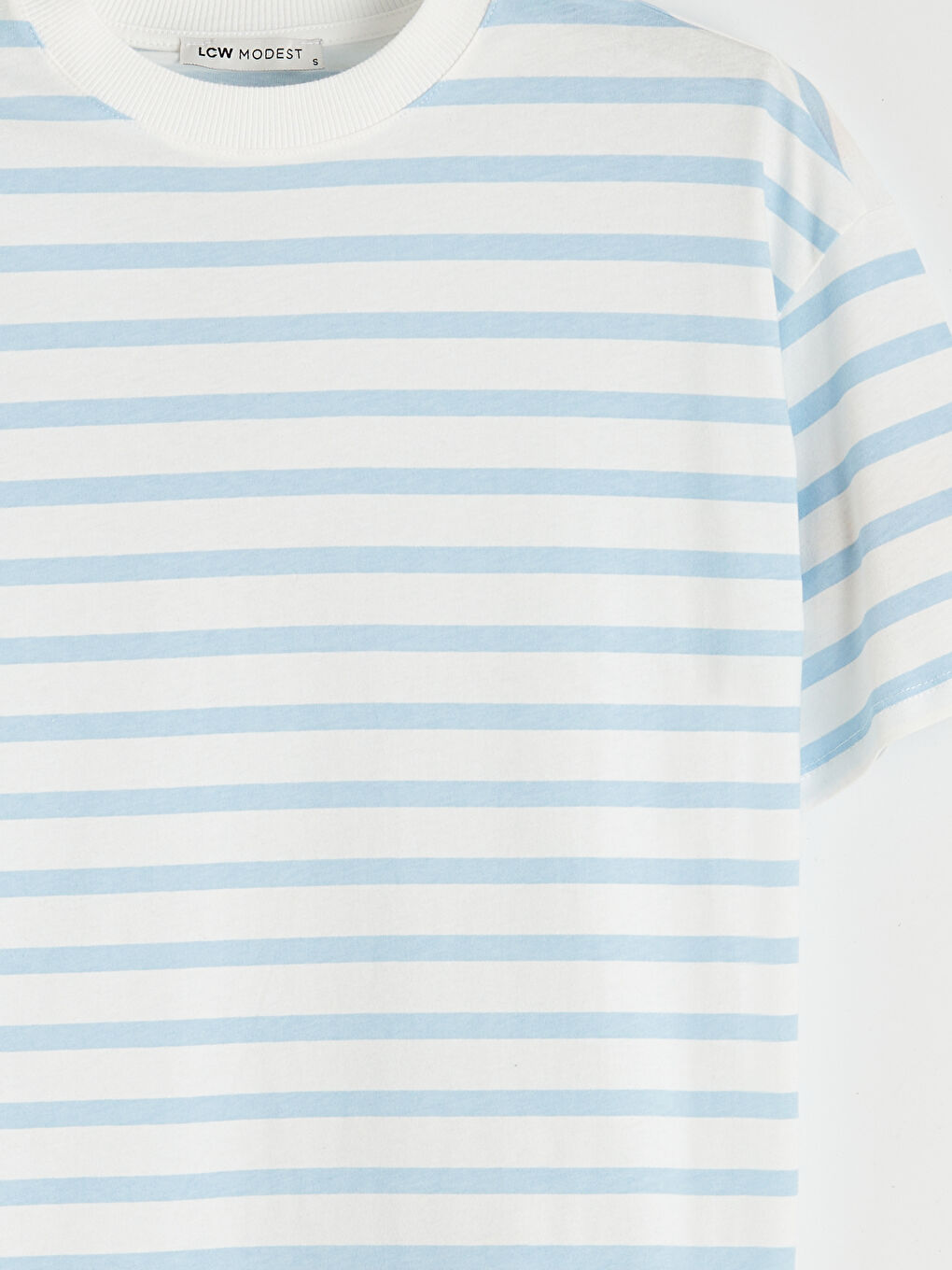 Mavi Bisiklet Yaka Çizgili Kadın Tişört-5