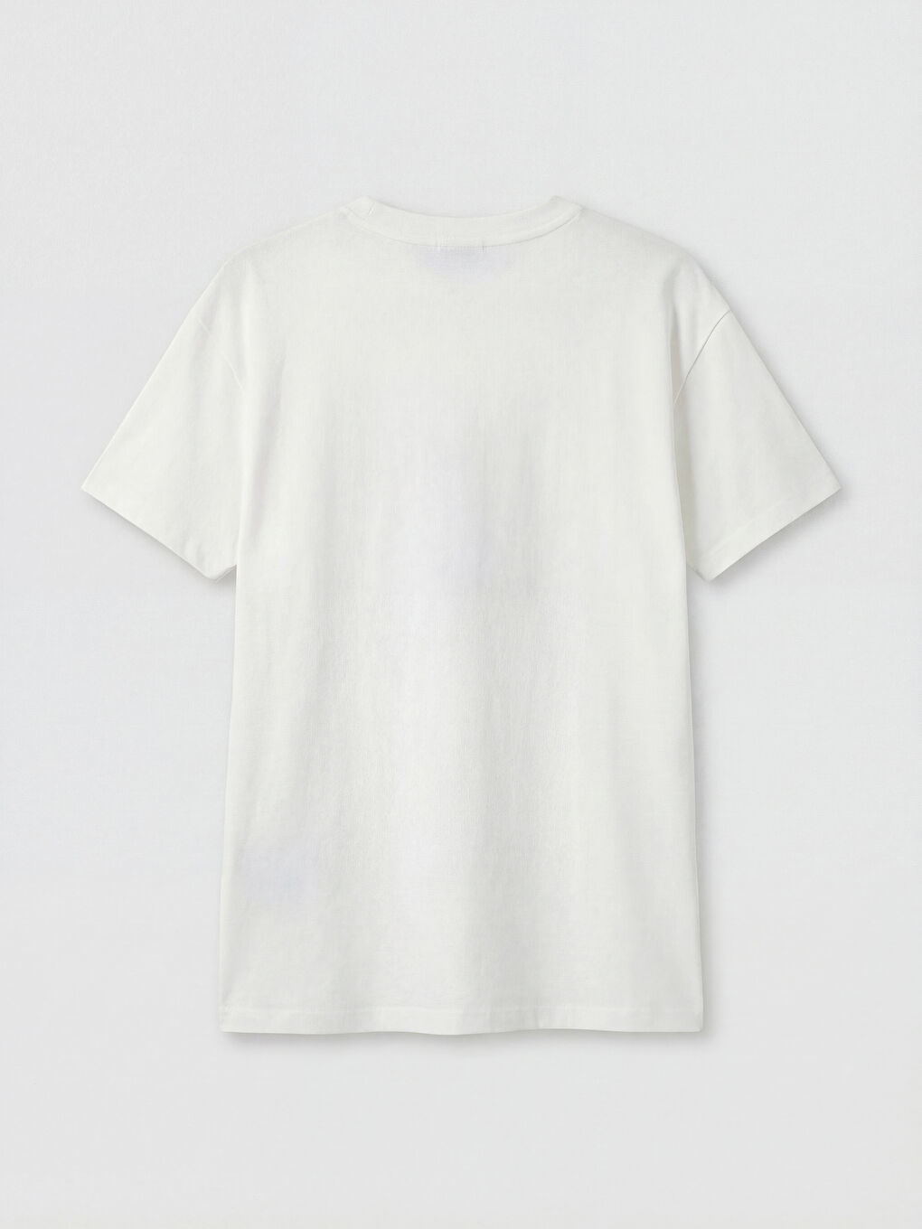 Beyaz Bisiklet Yaka Baskılı Kadın Tişört-1