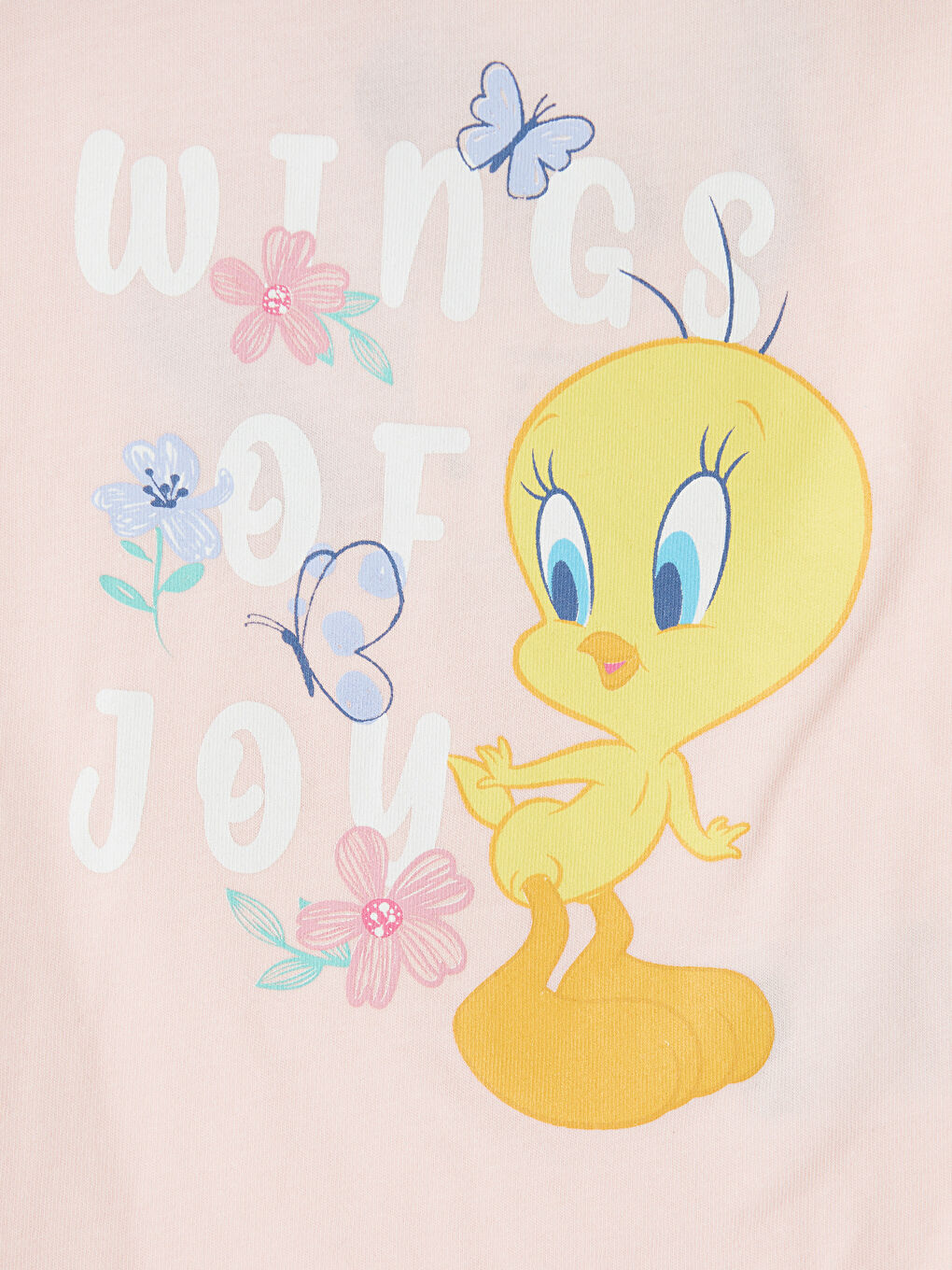 Pembe Tweety Baskılı Kız Bebek Tişört-2