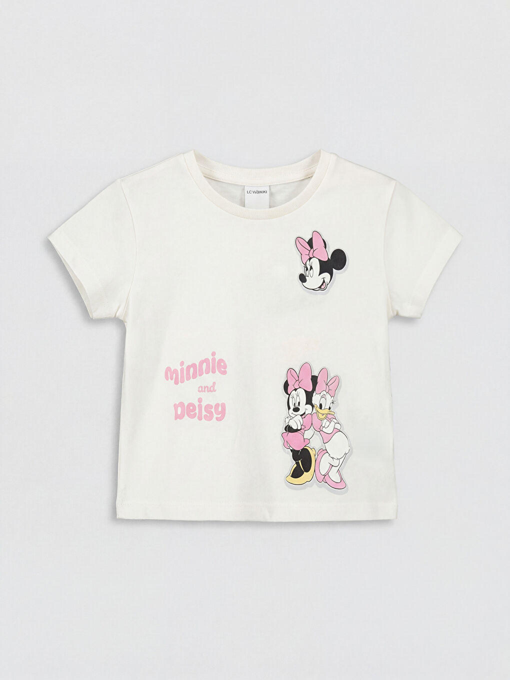 Ekru Minnie Mouse Baskılı Kız Bebek Tişört