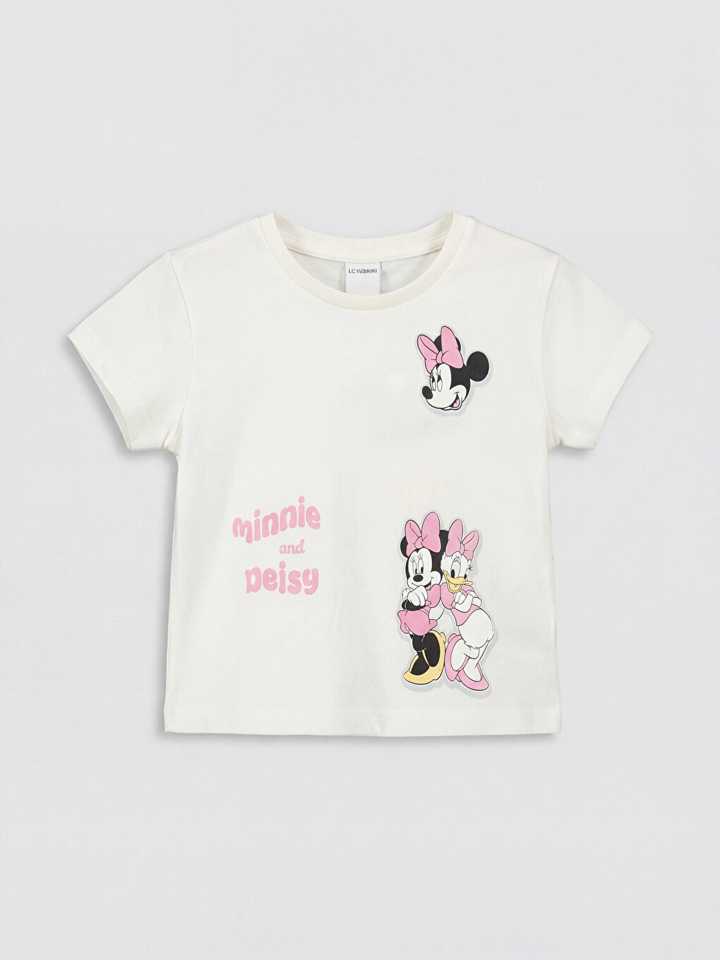 Ekru Minnie Mouse Baskılı Kız Bebek Tişört