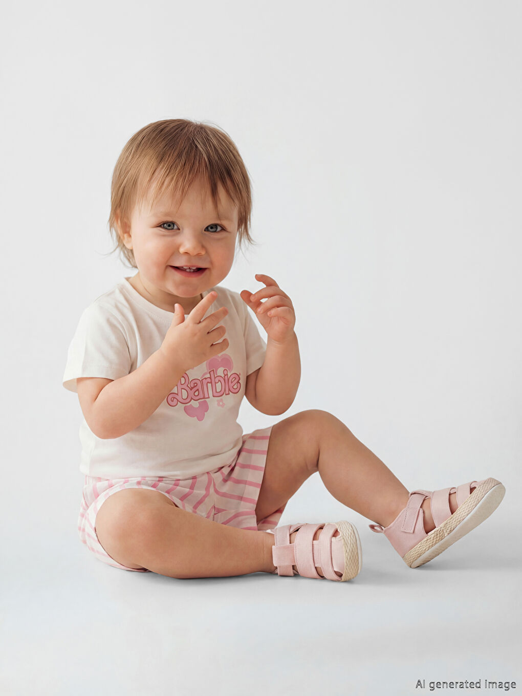 Barbie štampana majica i šorts za bebe devojčice-1