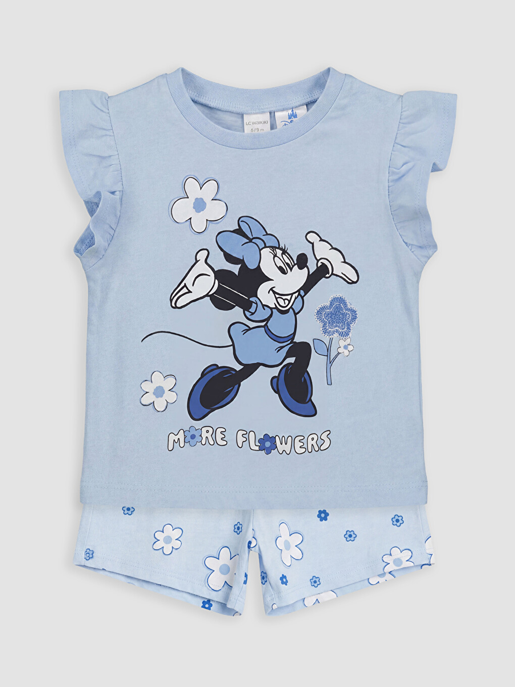 Mavi Minnie Mouse Baskılı Kız Bebek Takım
