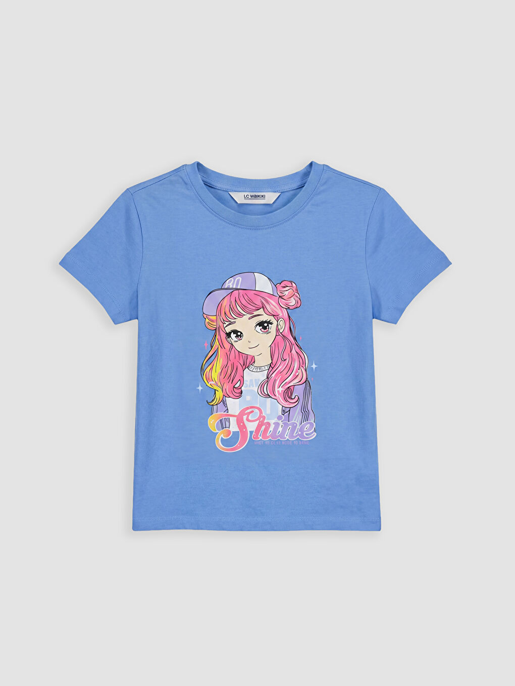 Crew Neck Printed Girls' T-Shirt